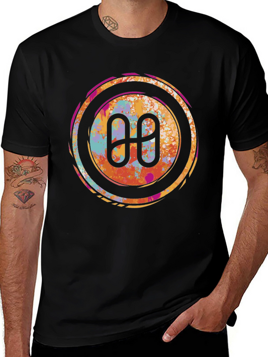 Abstract Circle Logo Graphic Tee - Black