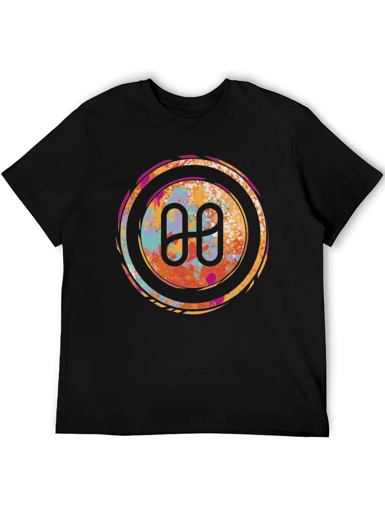 Abstract Circle Logo Graphic Tee - Black