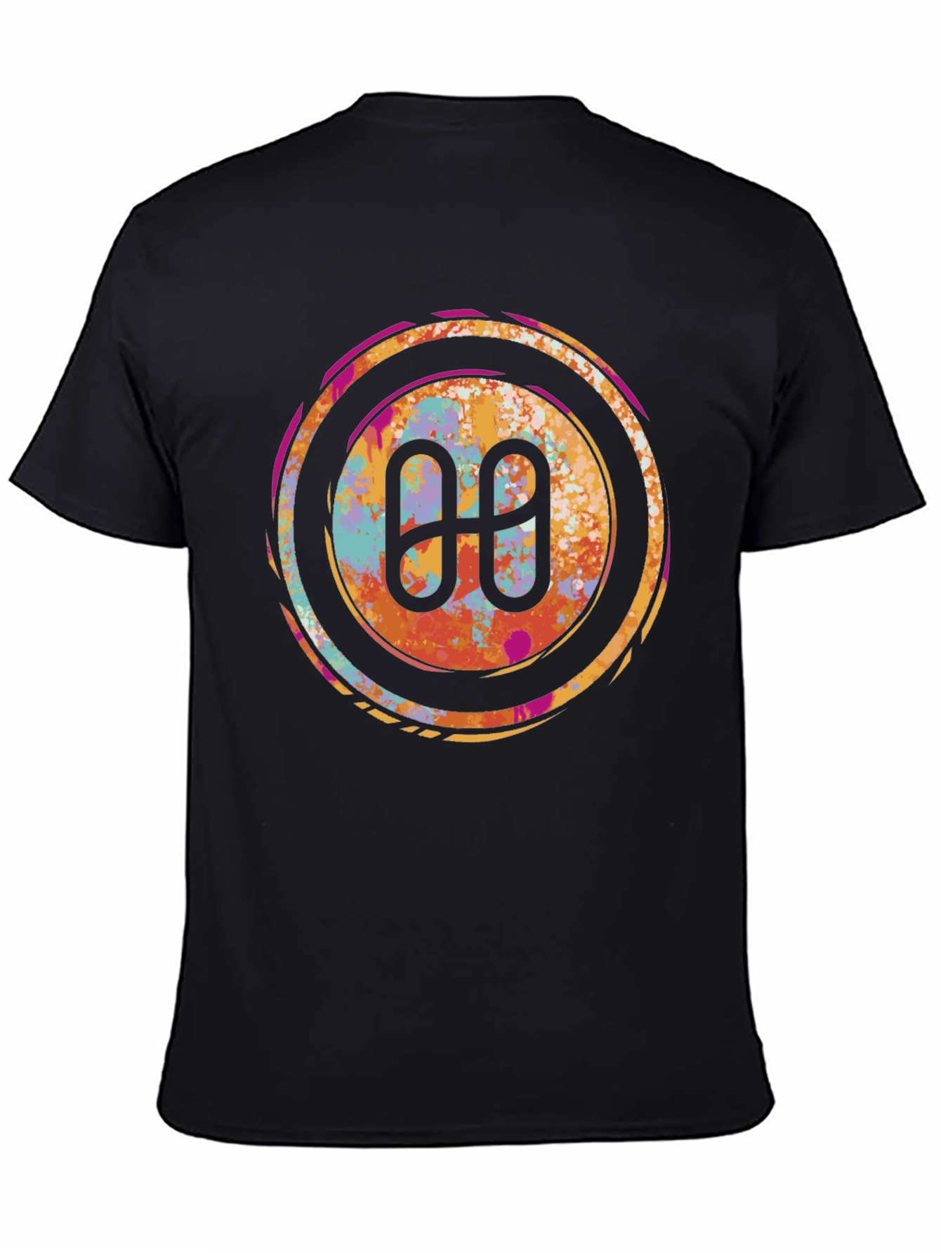 Abstract Circle Logo Graphic Tee - Black