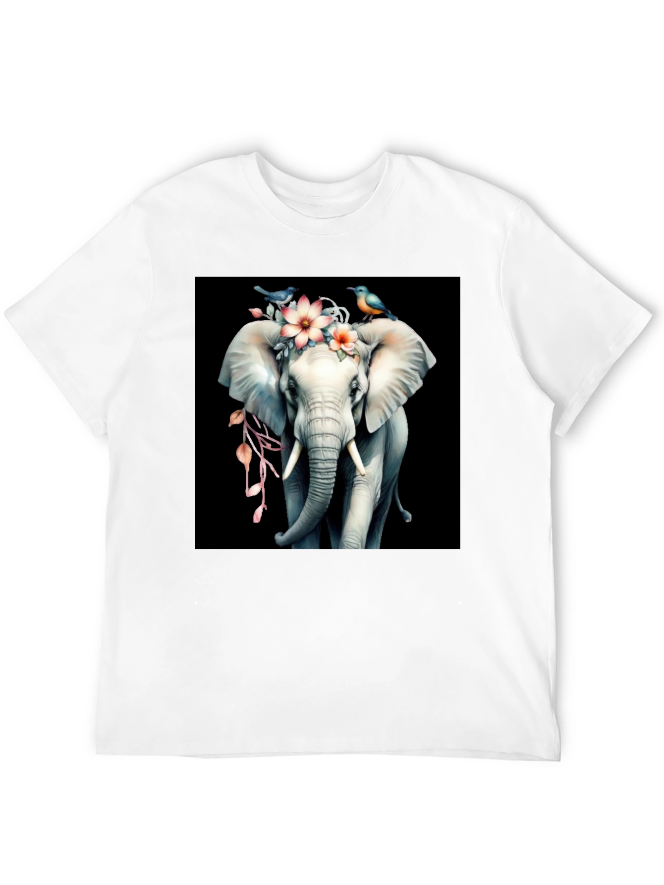 Floral Elephant Graphic Tee - Unique Design