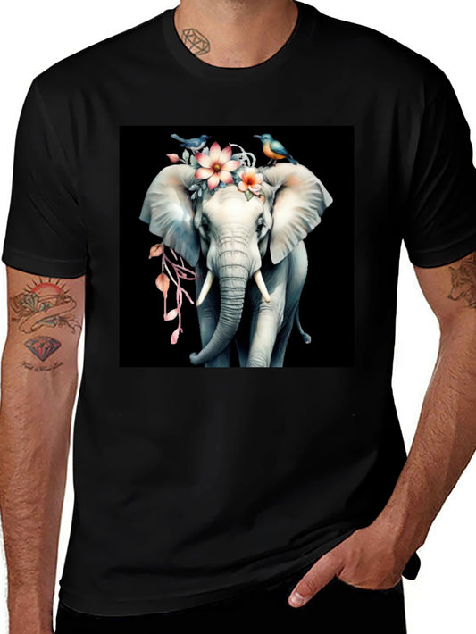 Floral Elephant Graphic Tee - Unique Design