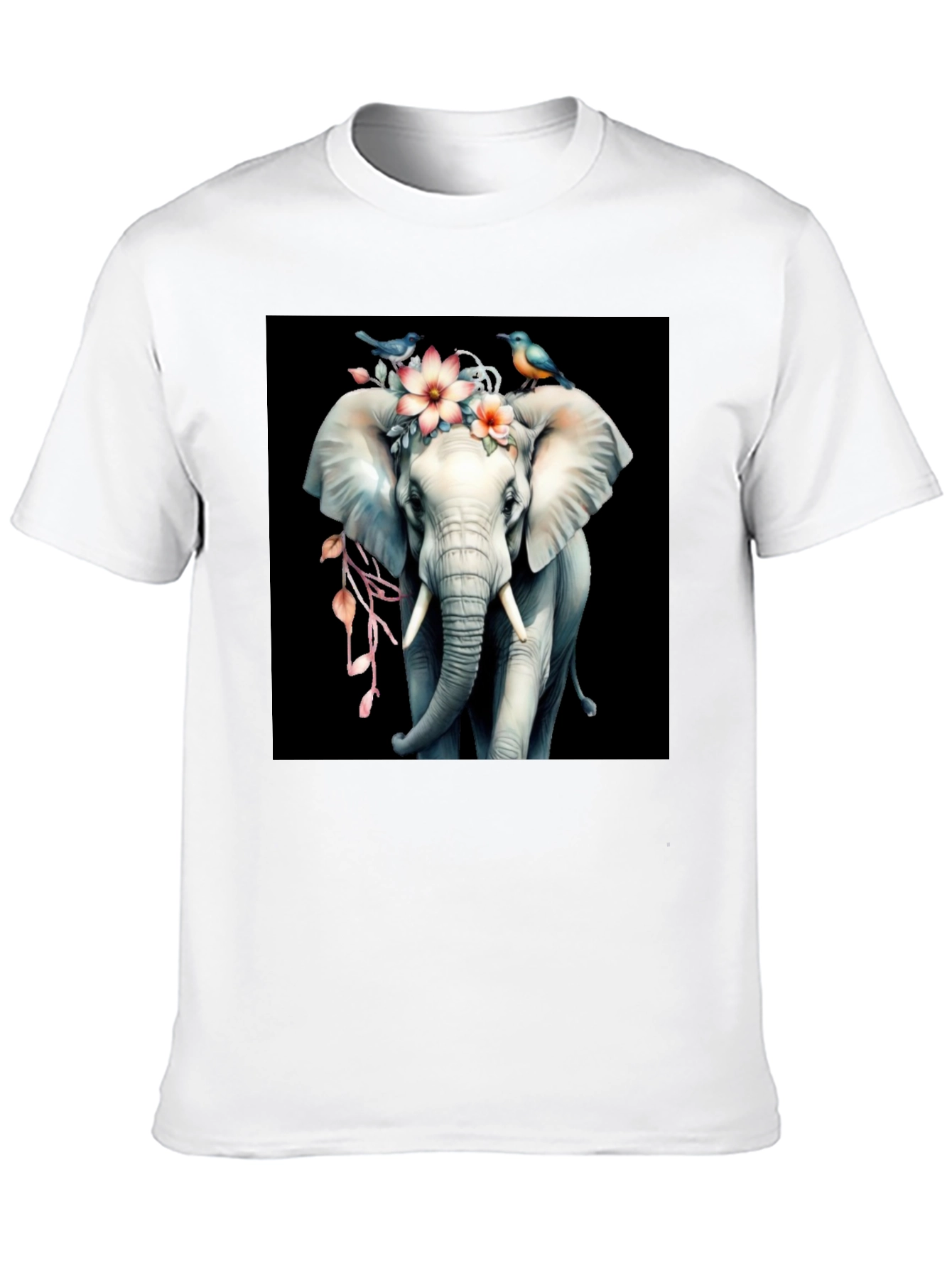 Floral Elephant Graphic Tee - Unique Design