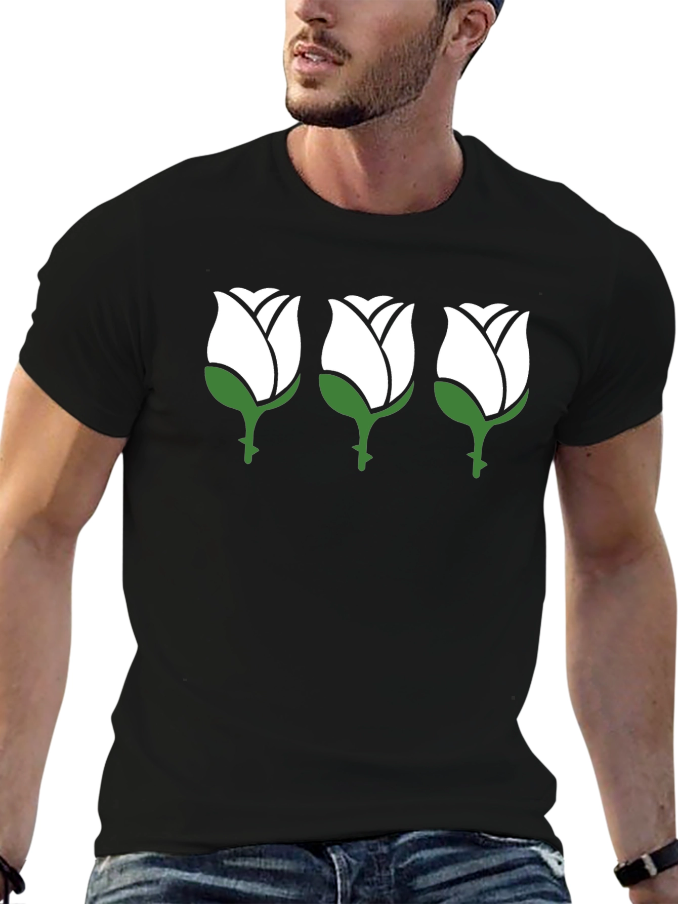 Rose Trio Black T-Shirt - Mens