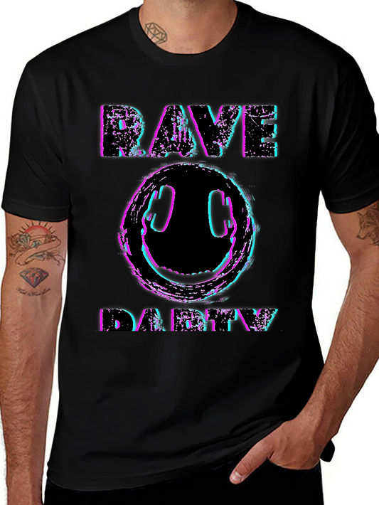 Rave Party Graphic T-Shirt - Black