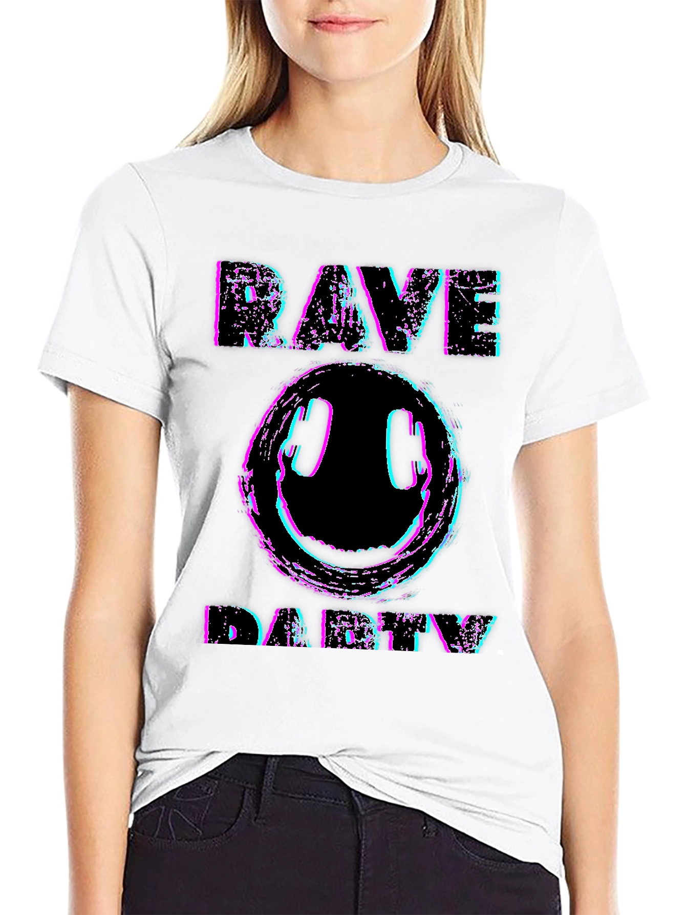 Rave Party Graphic T-Shirt - Black