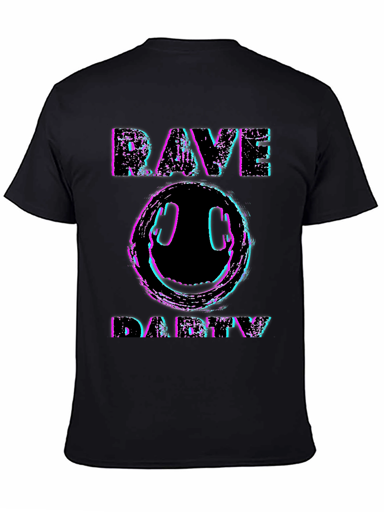 Rave Party Graphic T-Shirt - Black