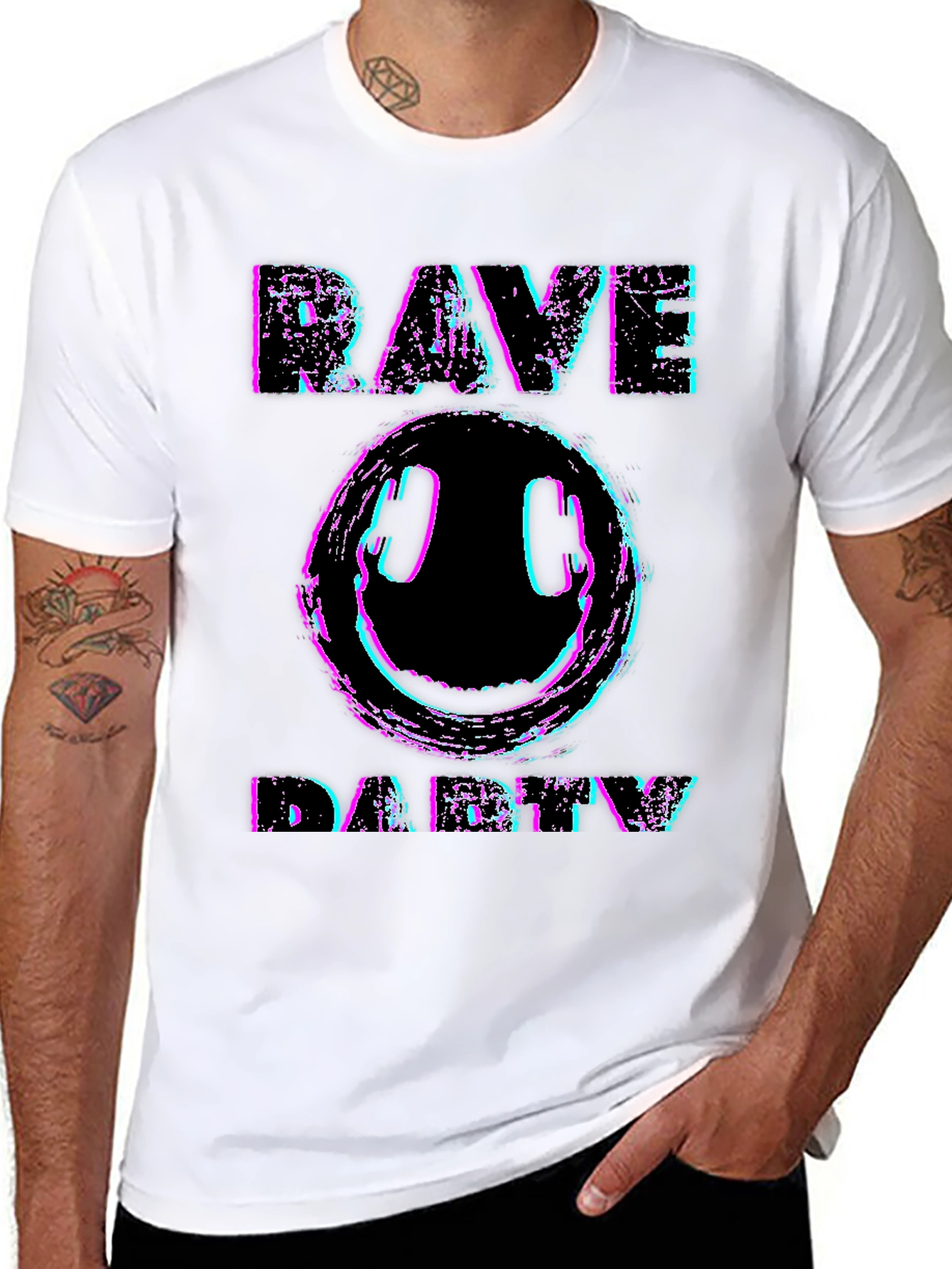 Rave Party Graphic T-Shirt - Black