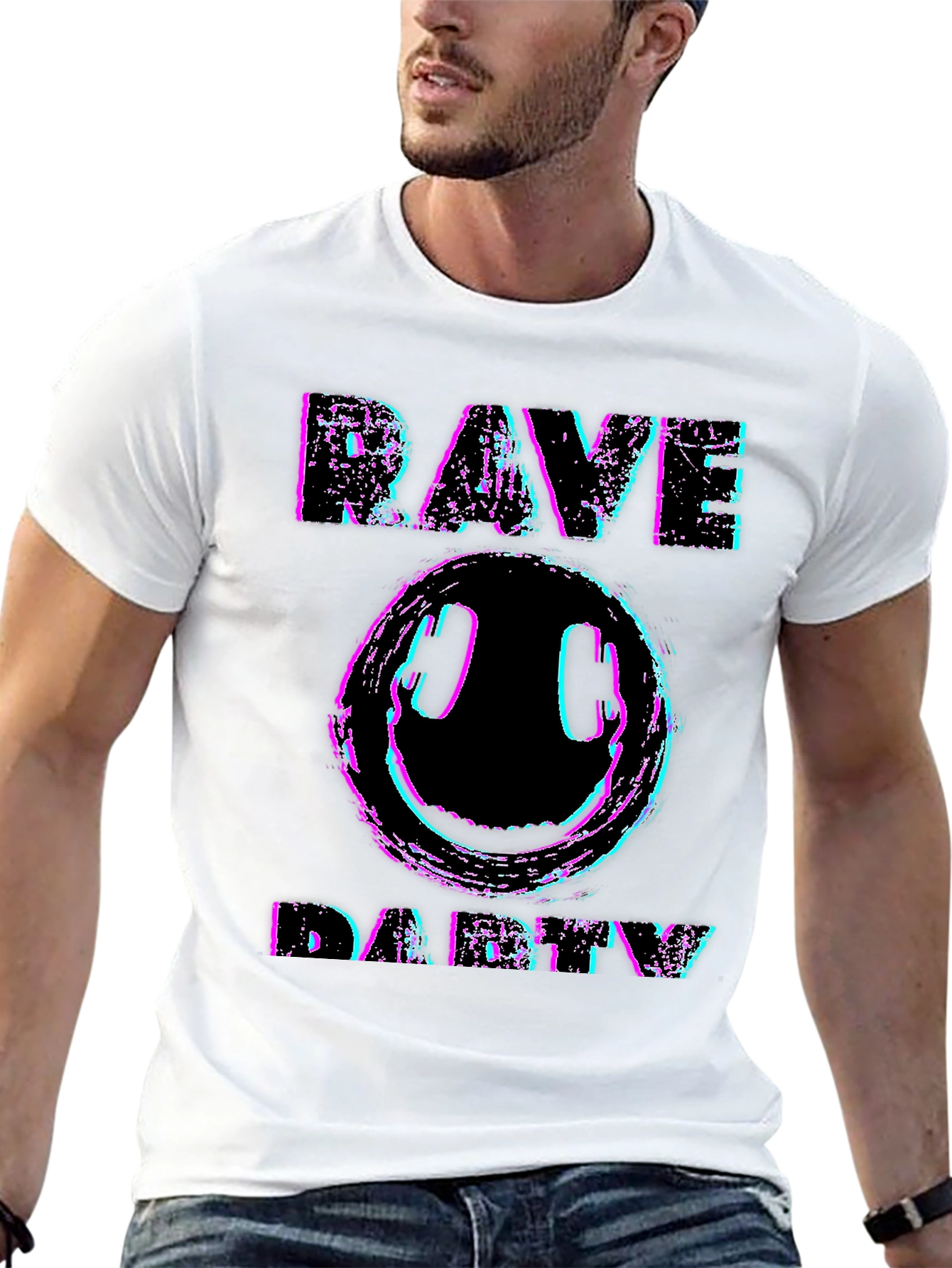 Rave Party Graphic T-Shirt - Black