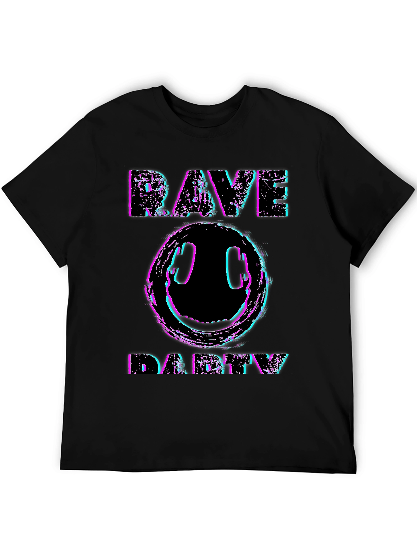 Rave Party Graphic T-Shirt - Black