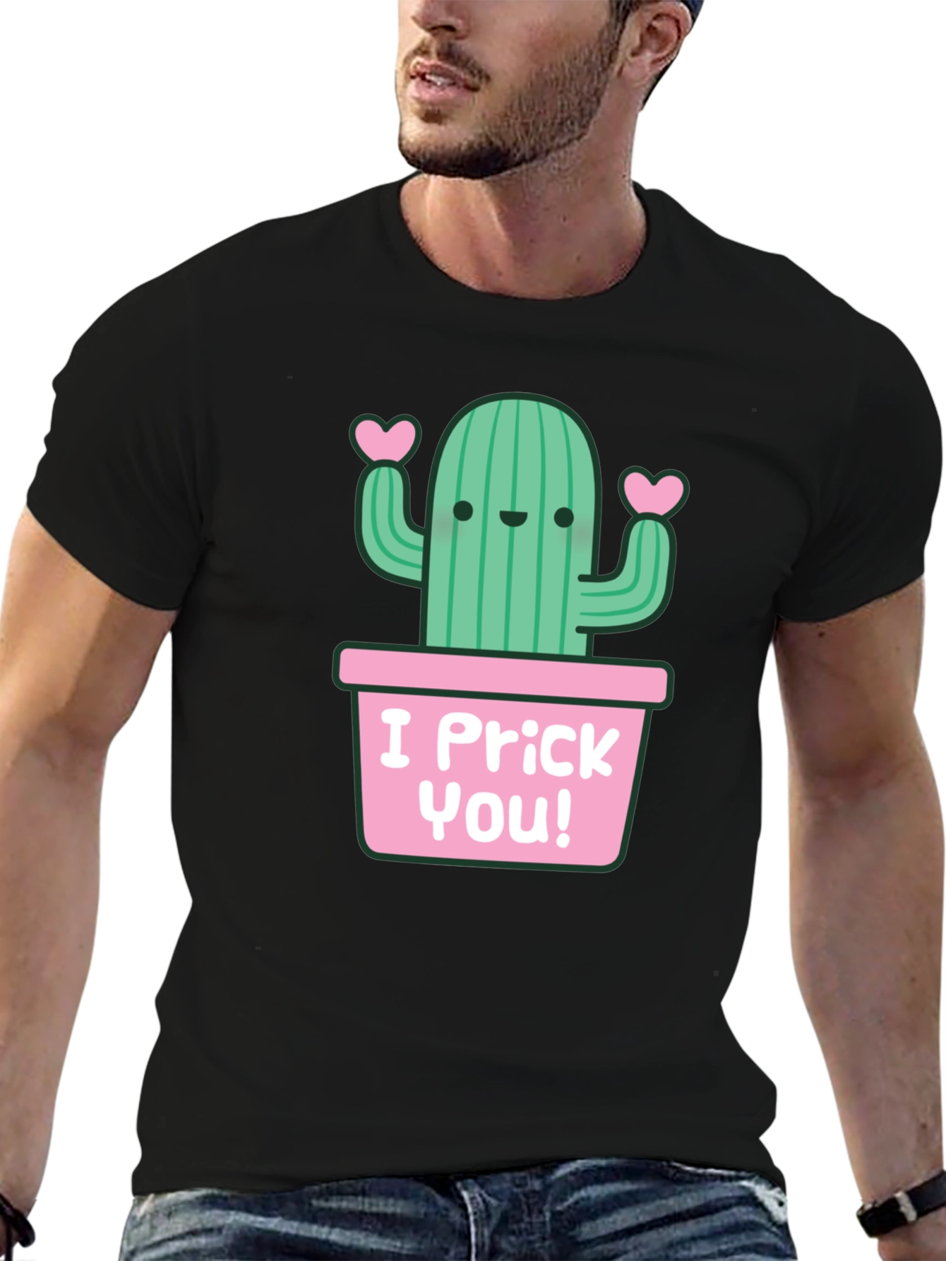 I Prick You! Cactus Graphic Black T-Shirt