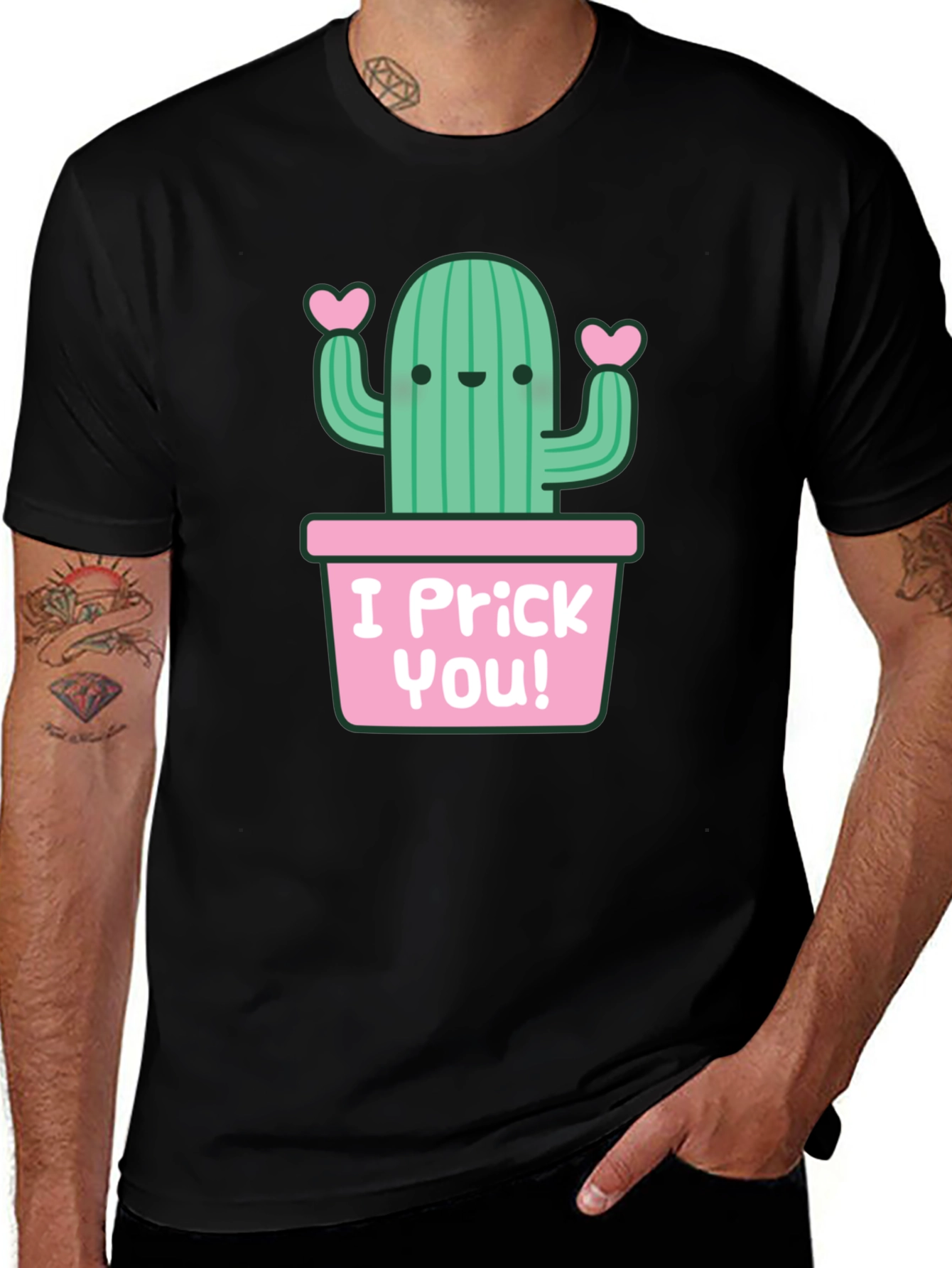 I Prick You! Cactus Graphic Black T-Shirt
