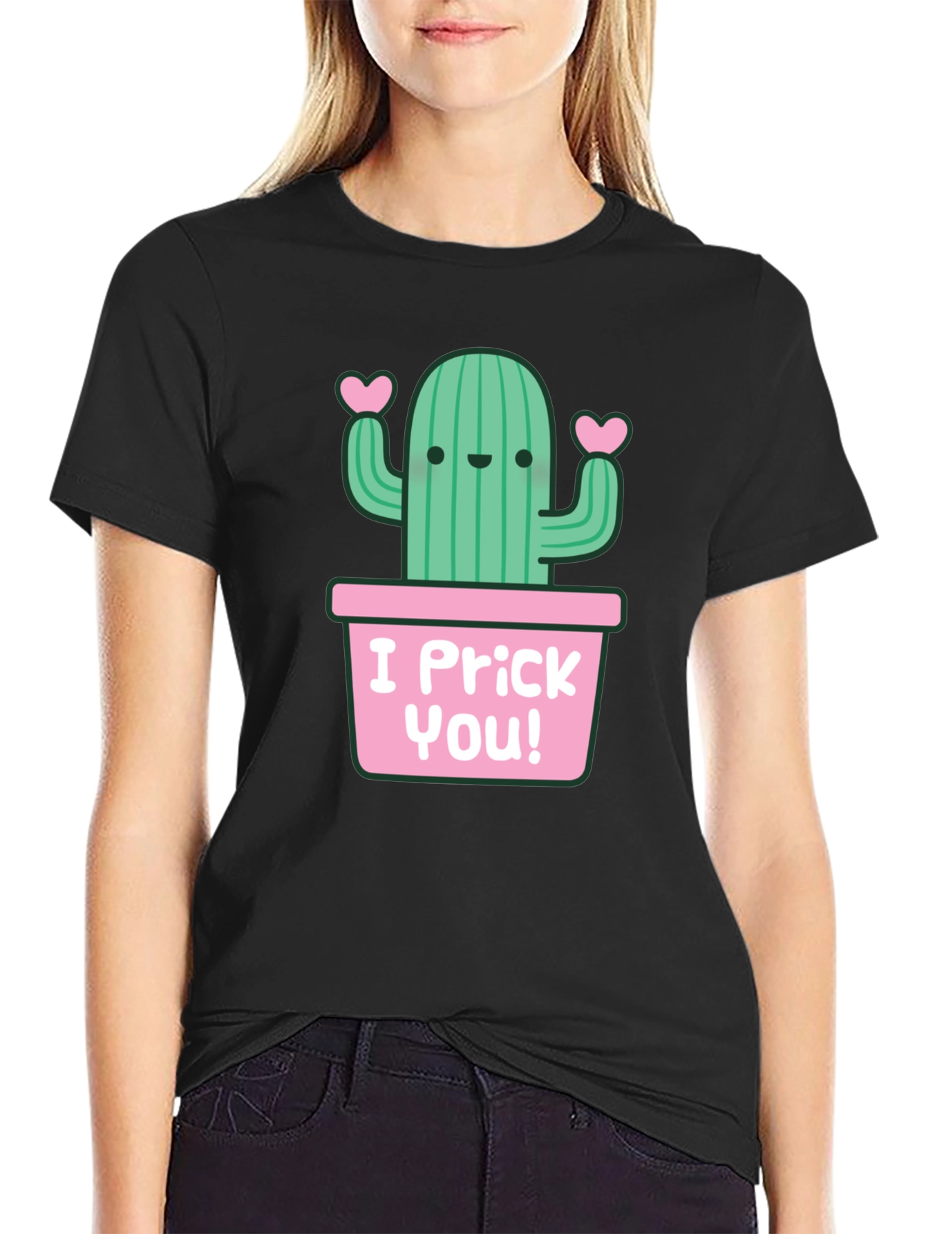 I Prick You! Cactus Graphic Black T-Shirt