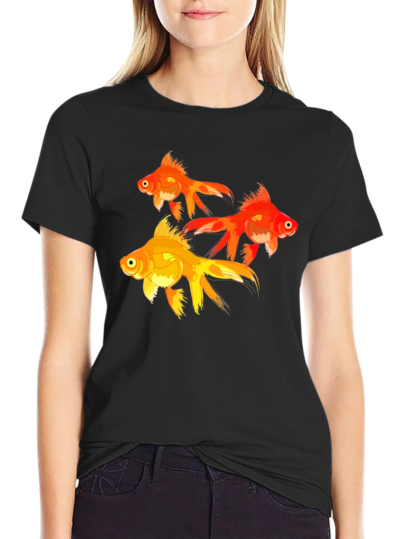 Goldfish Graphic T-Shirt - Black Cotton Tee