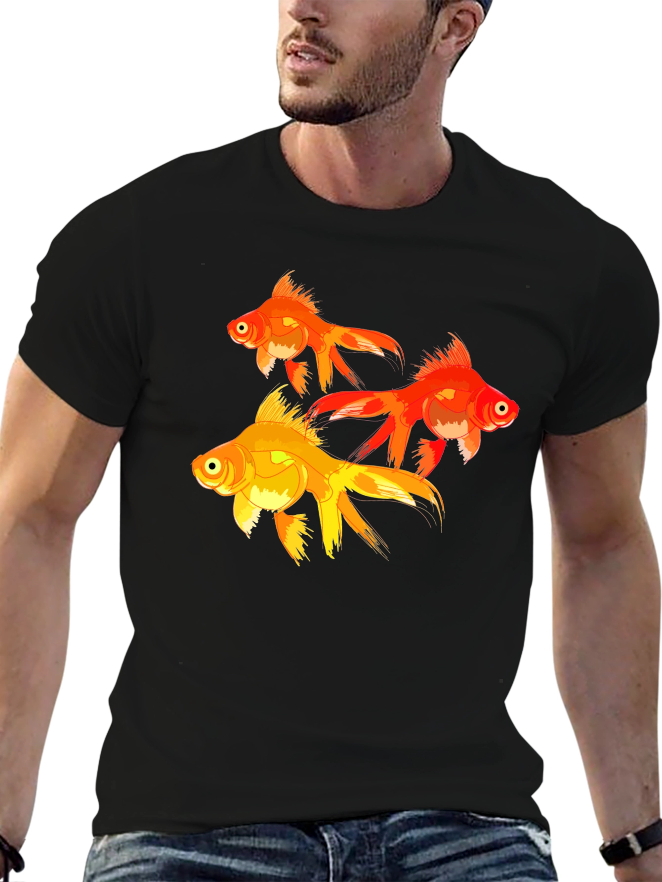 Goldfish Graphic T-Shirt - Black Cotton Tee