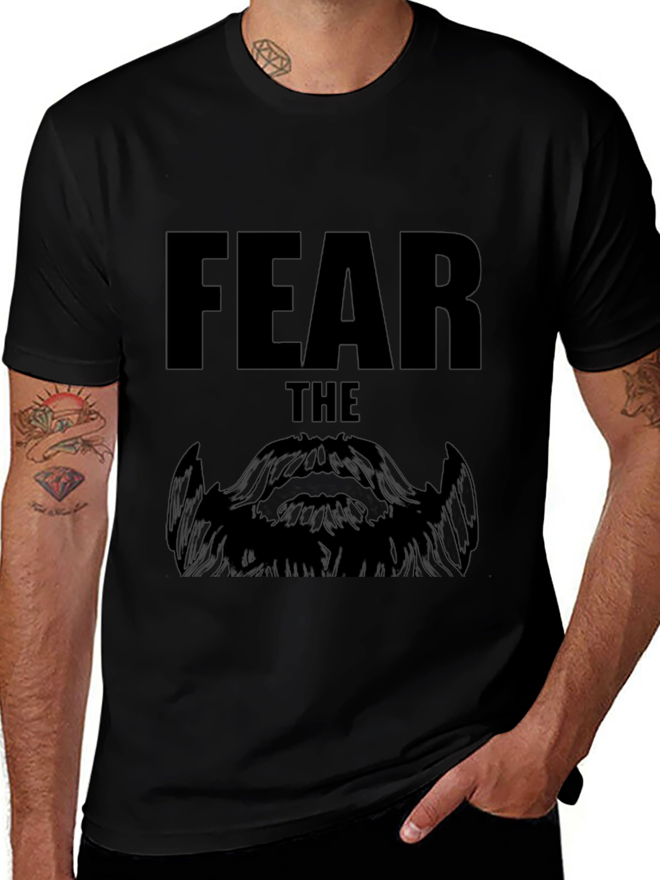 Fear The Beard Graphic T-Shirt - Black Cotton Tee