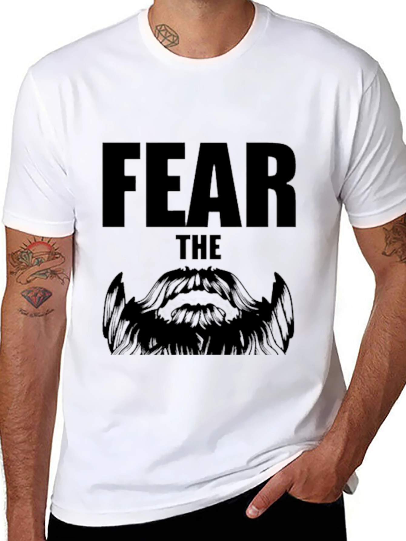 Fear The Beard Graphic T-Shirt - Black Cotton Tee
