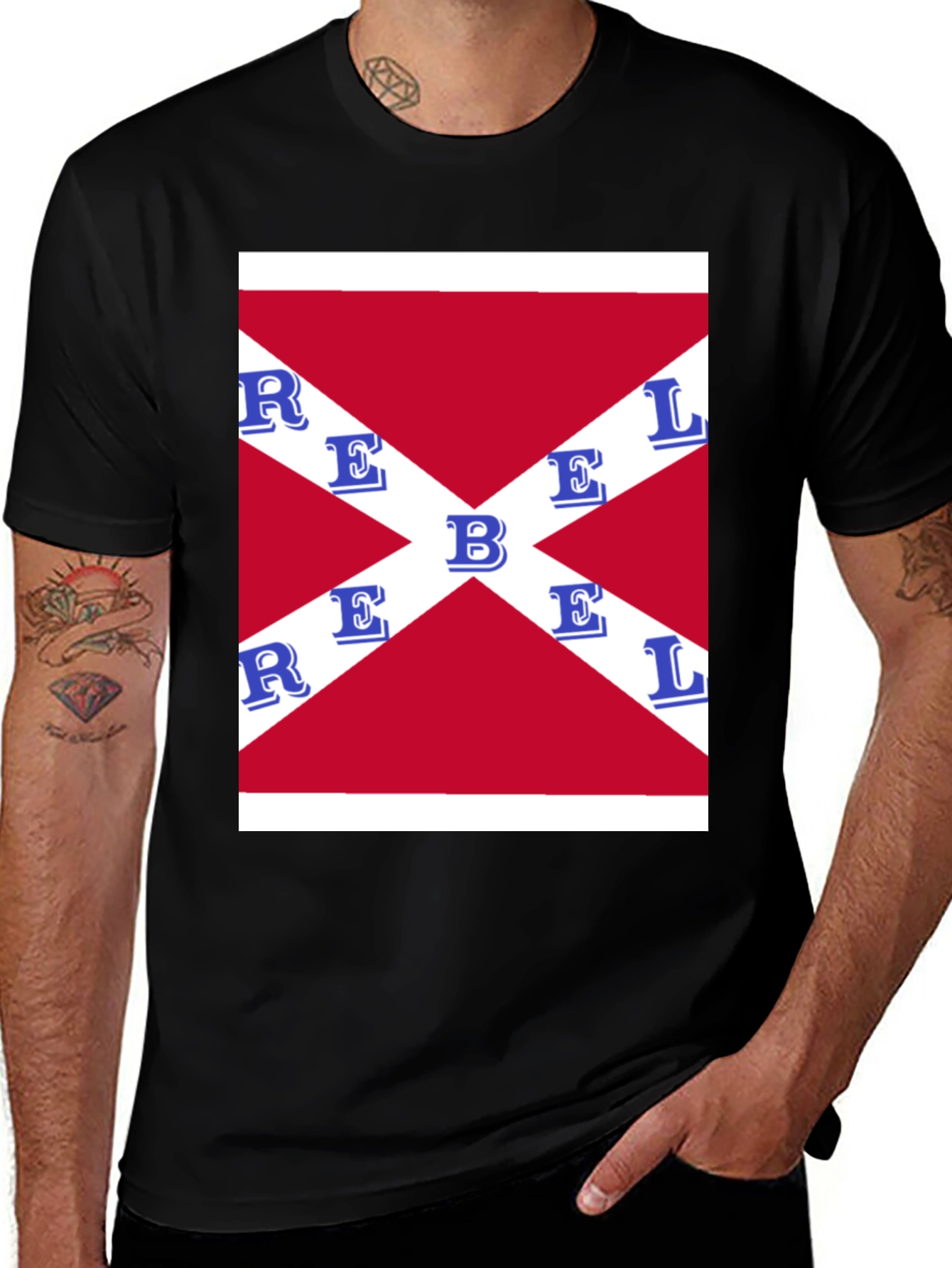 Rebel Flag Graphic T-Shirt - Black