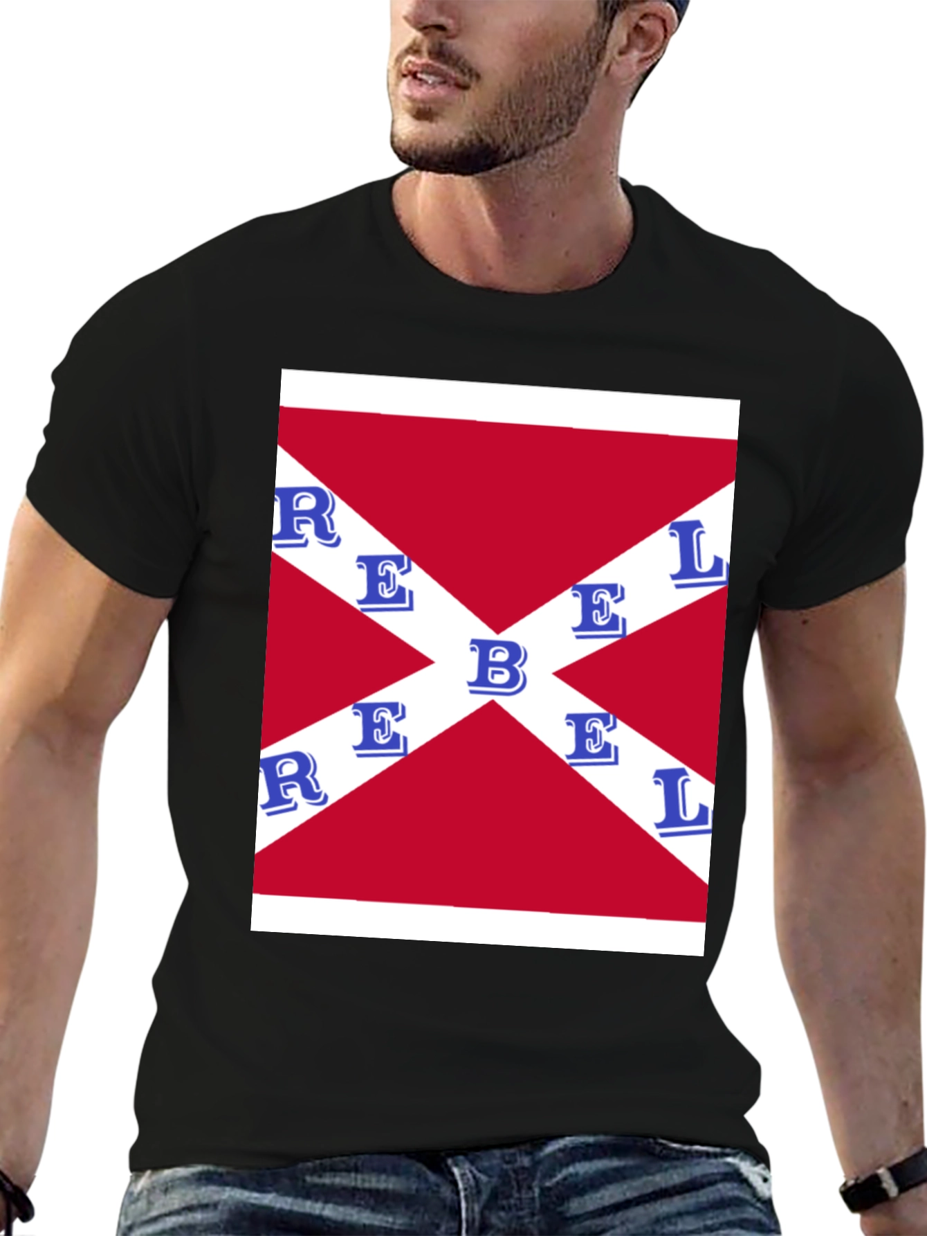 Rebel Flag Graphic T-Shirt - Black