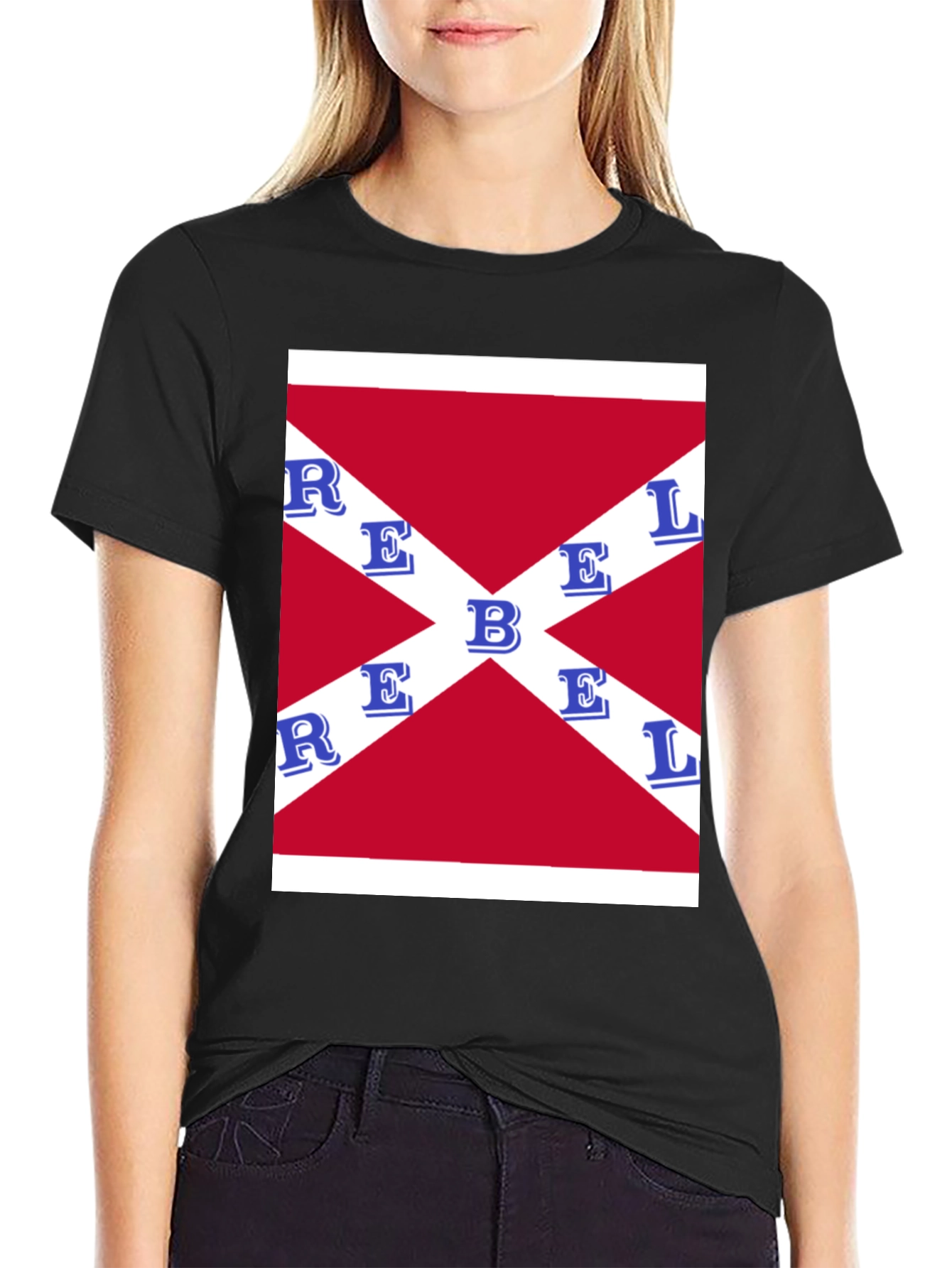 Rebel Flag Graphic T-Shirt - Black