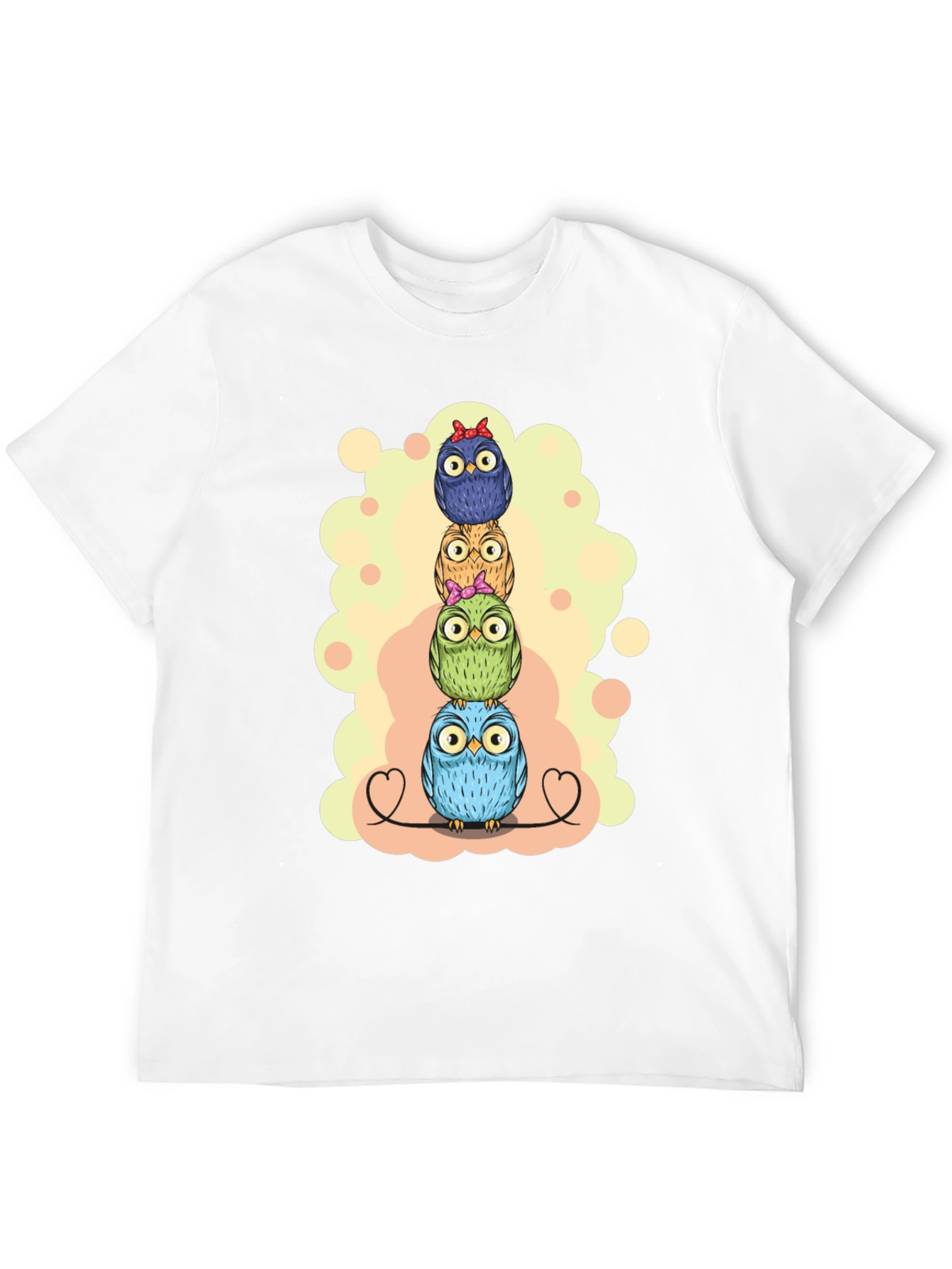 Stacked Owls Graphic Tee - Black Cotton T-Shirt