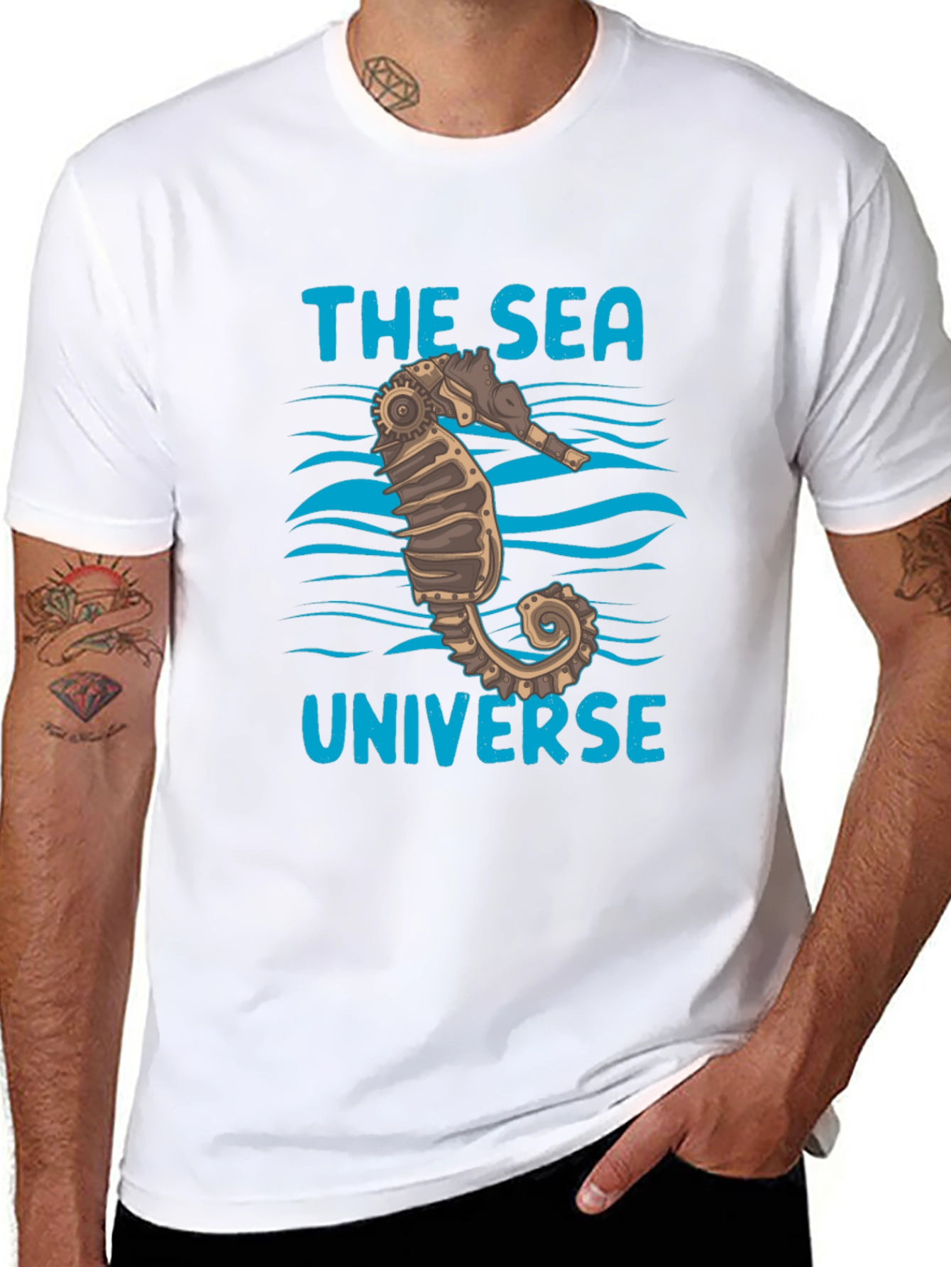 The Sea Universe Black Graphic T-Shirt