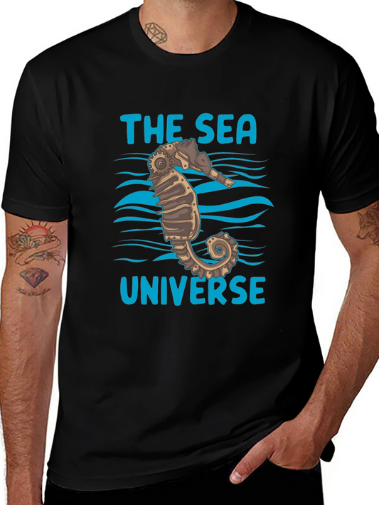 The Sea Universe Black Graphic T-Shirt