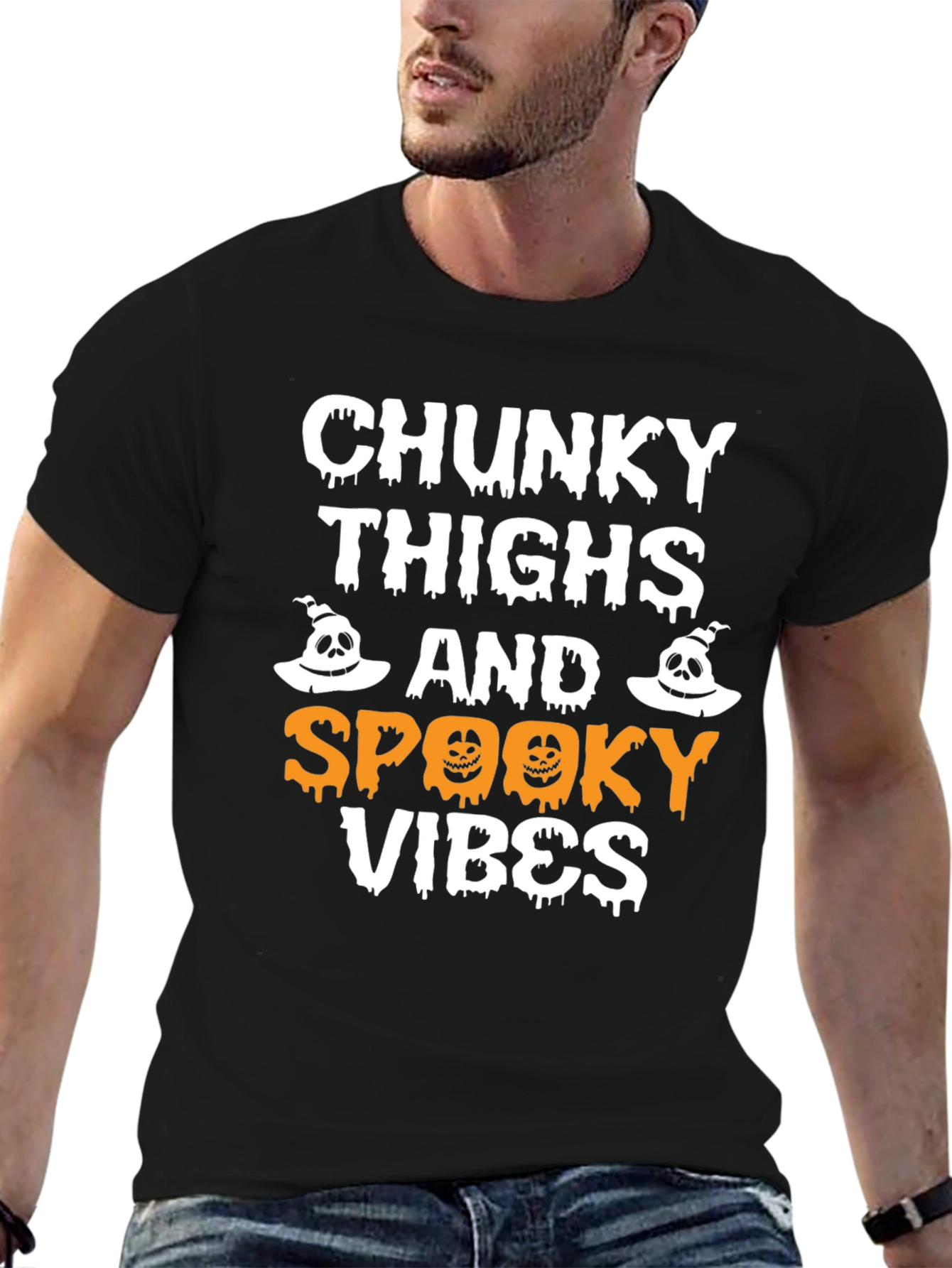 Chunky Thighs Spooky Vibes Halloween T-Shirt