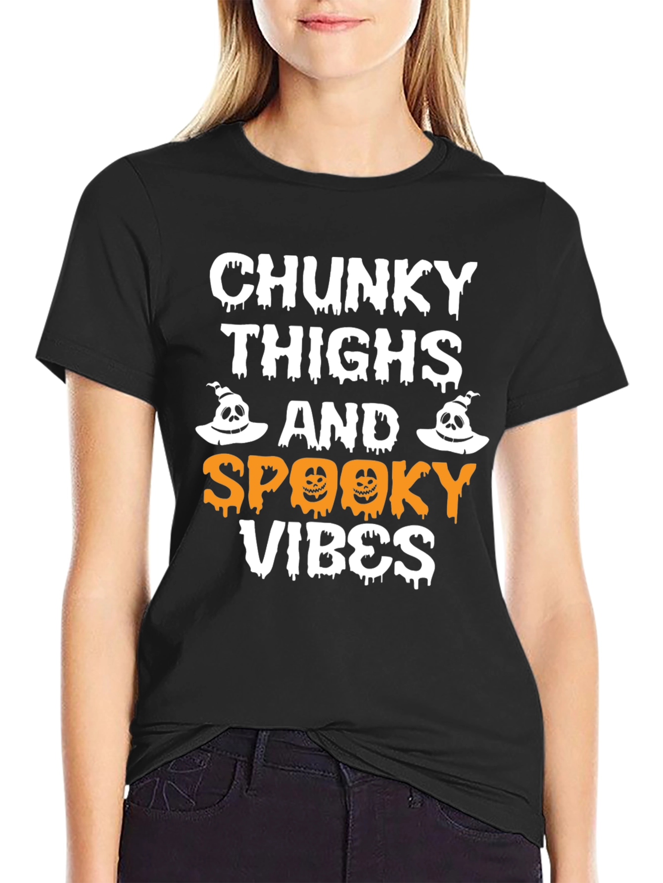 Chunky Thighs Spooky Vibes Halloween T-Shirt