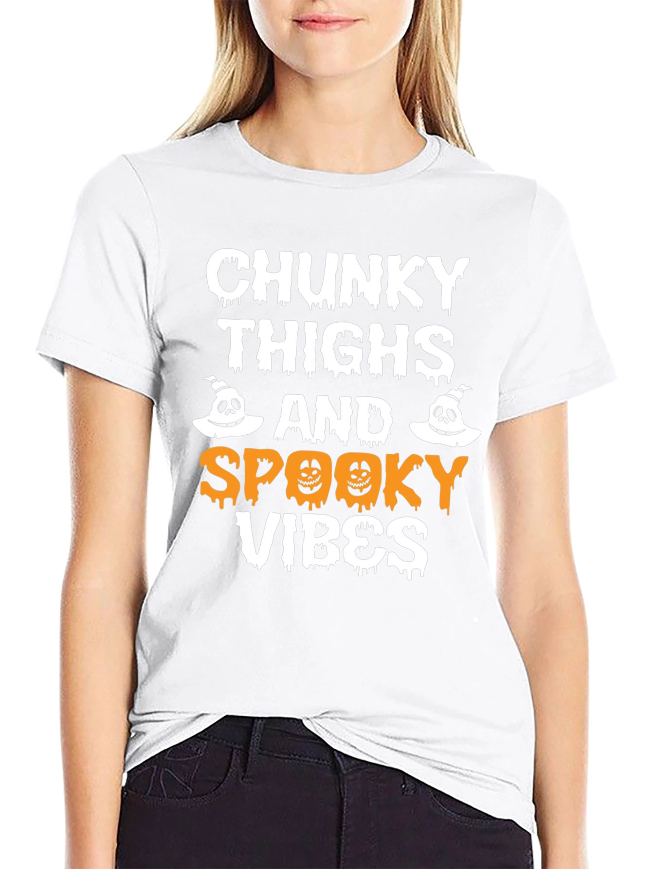 Chunky Thighs Spooky Vibes Halloween T-Shirt