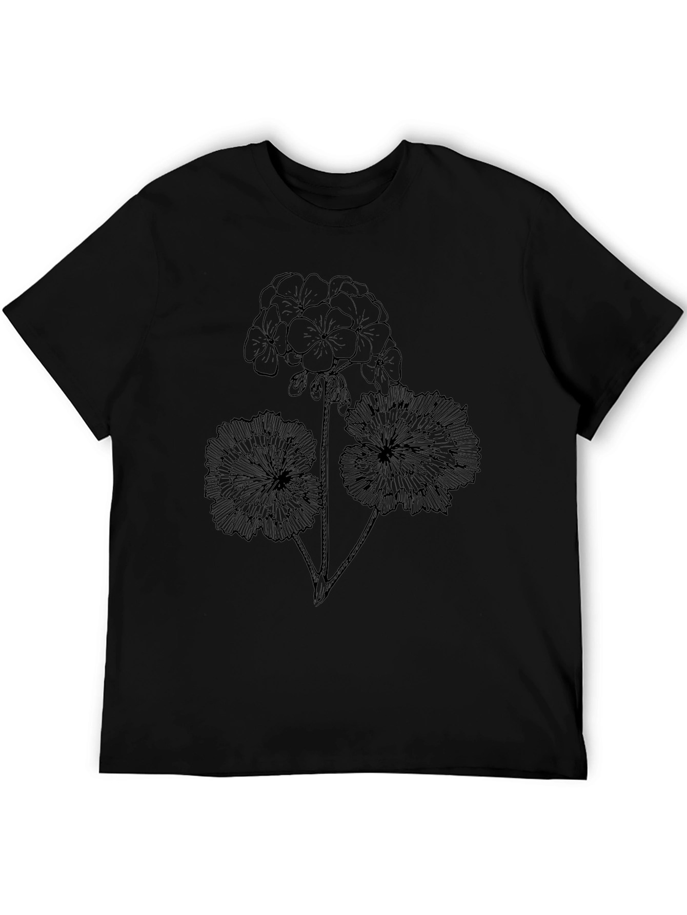 Floral Graphic Print Black T-Shirt