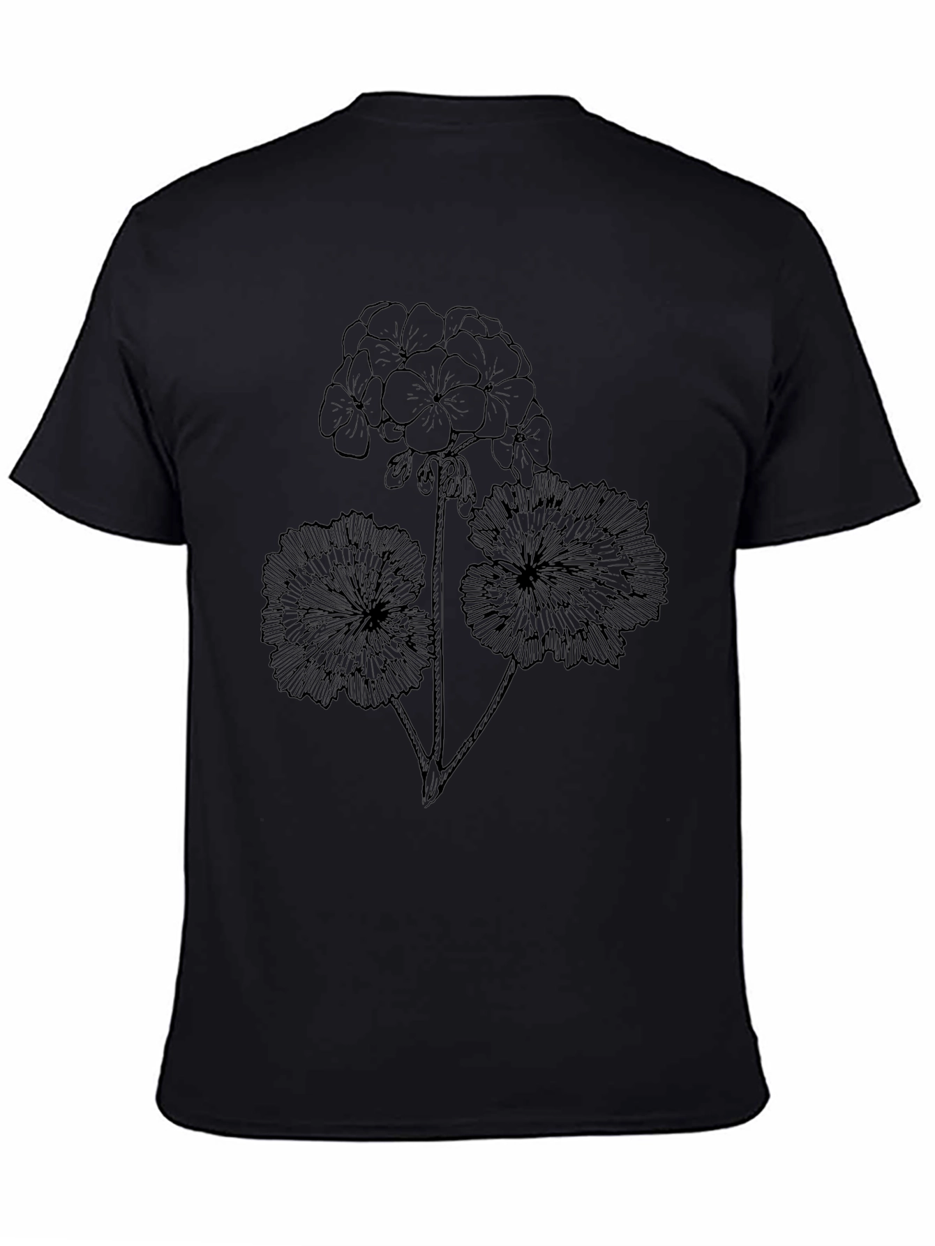 Floral Graphic Print Black T-Shirt