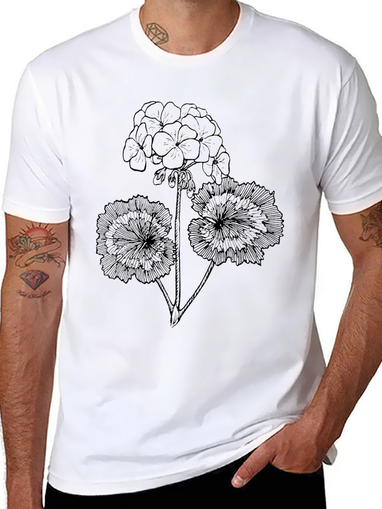 Floral Graphic Print Black T-Shirt