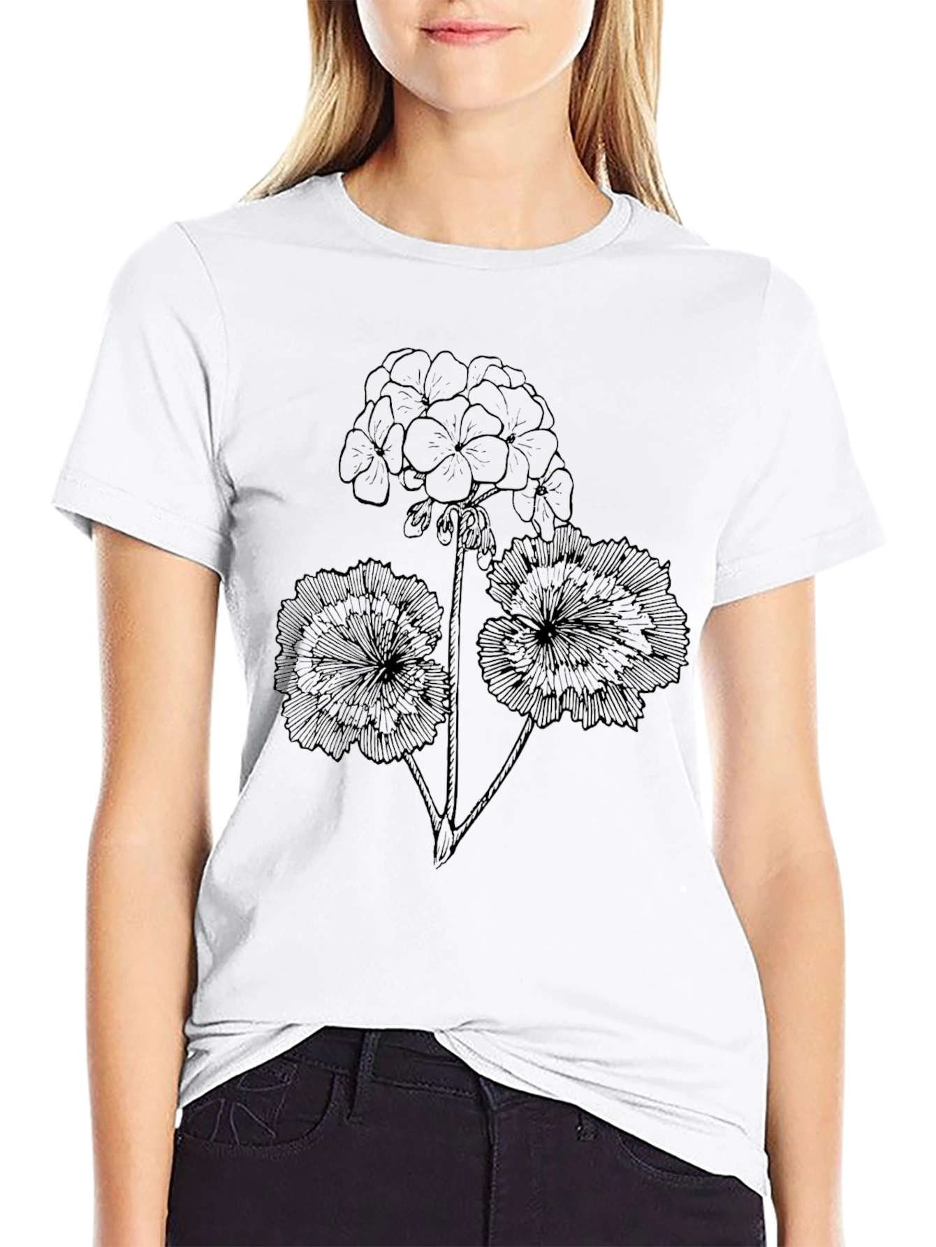 Floral Graphic Print Black T-Shirt
