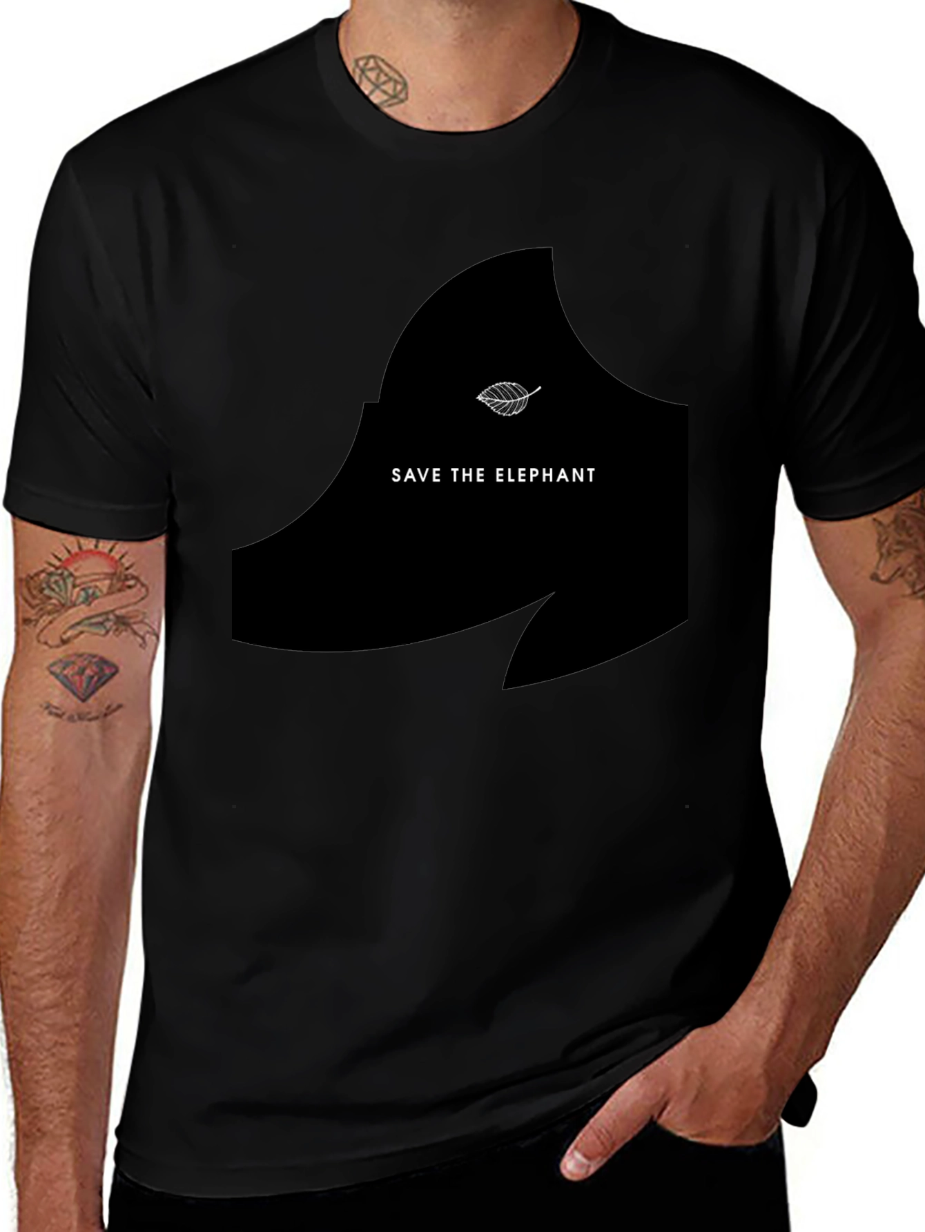 Save the Elephant Graphic Tee - Black Unisex T-Shirt