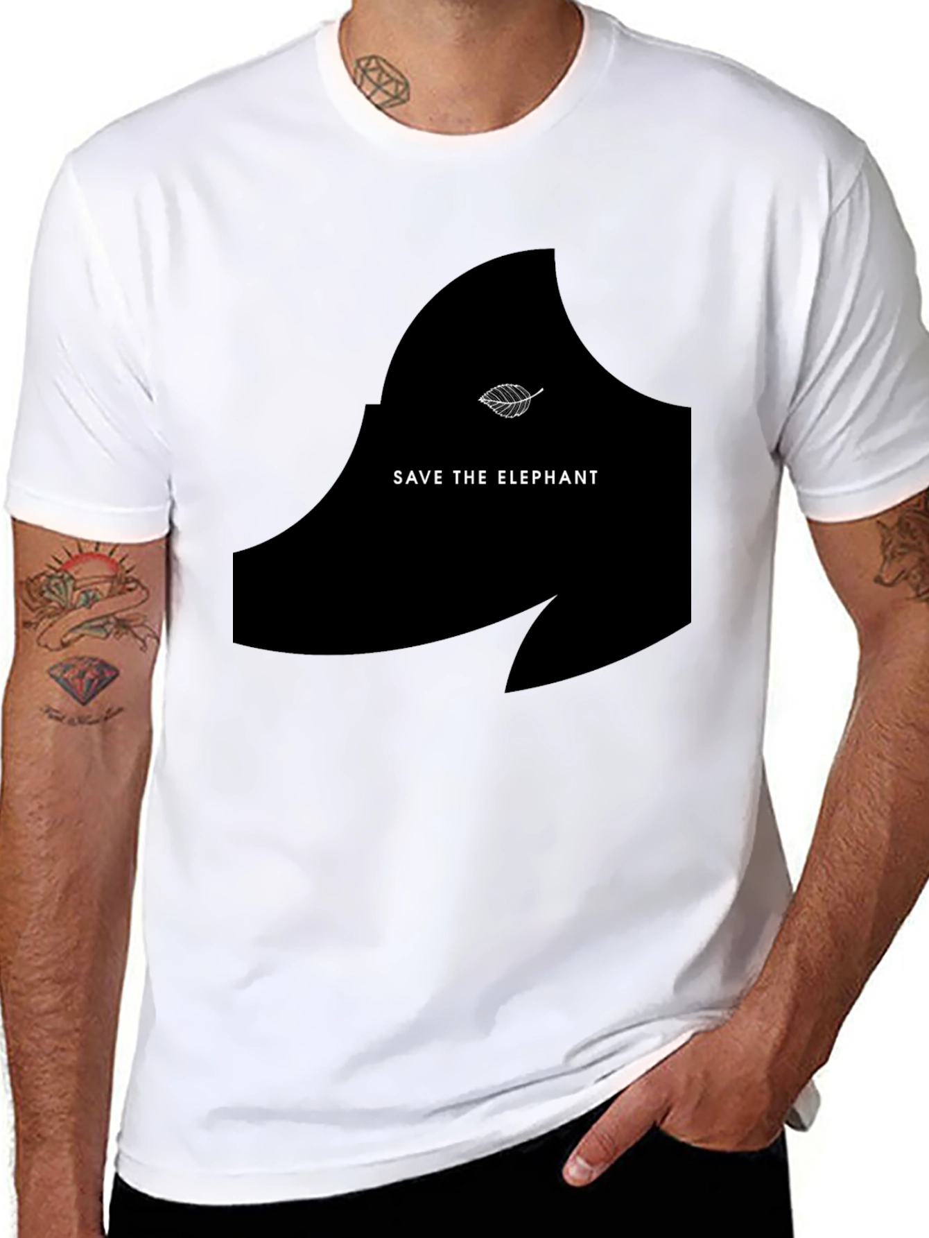 Save the Elephant Graphic Tee - Black Unisex T-Shirt
