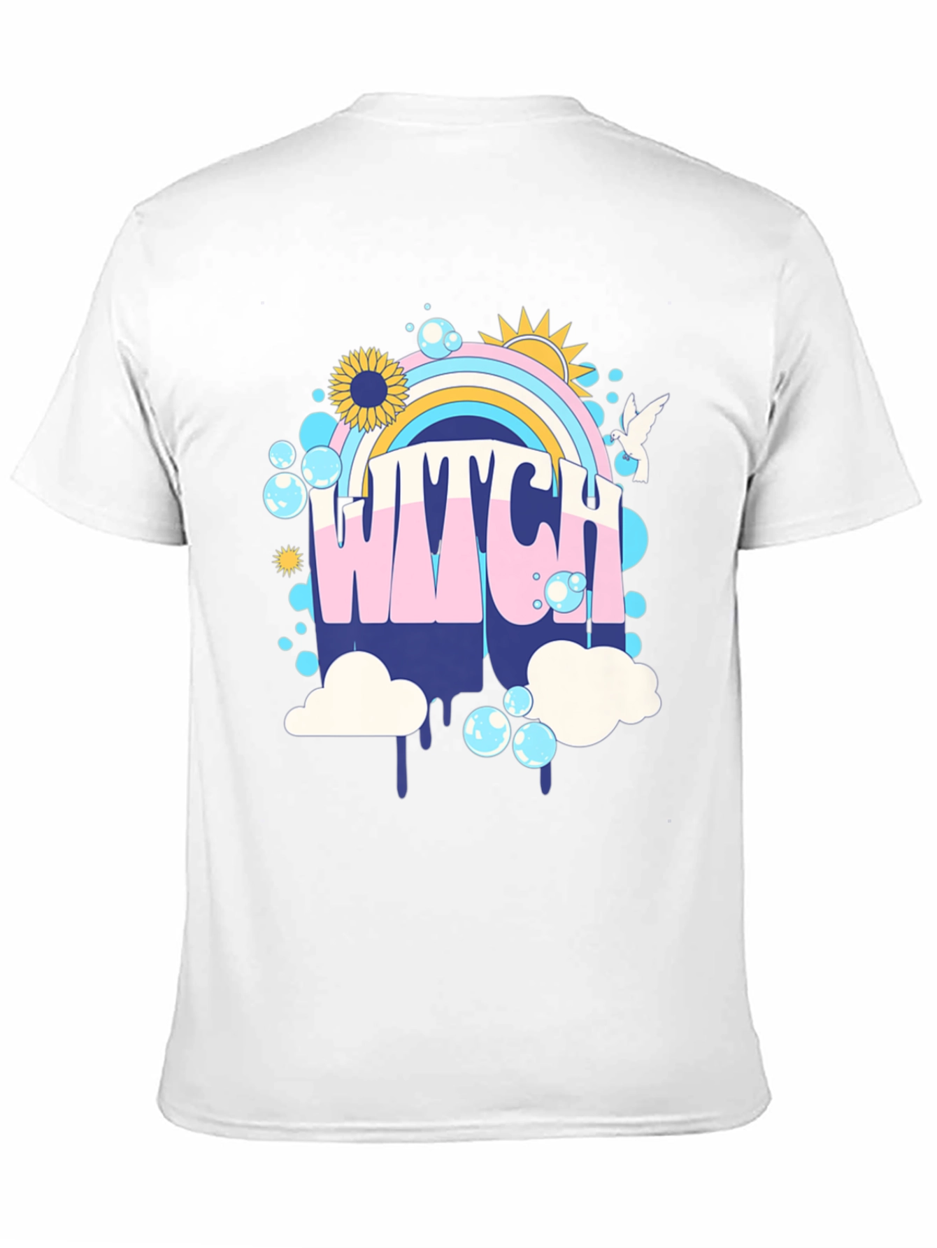 Retro Witch T-Shirt - Rainbow Graphic Tee