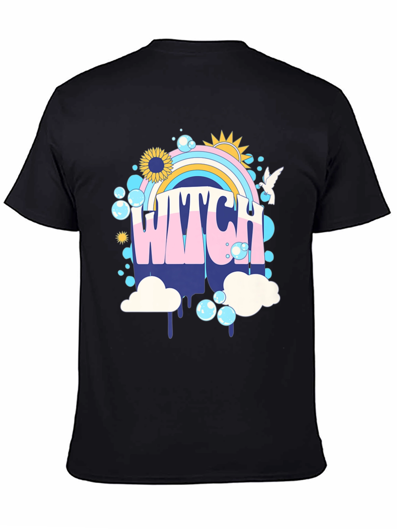 Retro Witch T-Shirt - Rainbow Graphic Tee