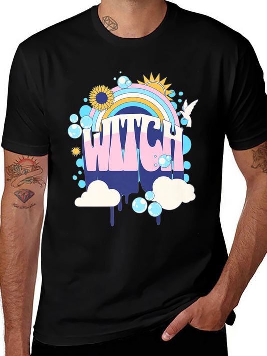 Retro Witch T-Shirt - Rainbow Graphic Tee