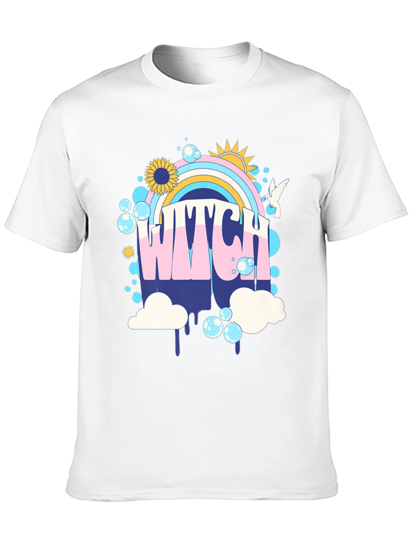 Retro Witch T-Shirt - Rainbow Graphic Tee