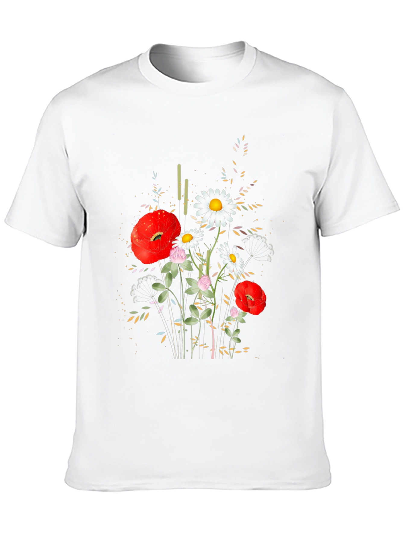 Floral Print Black Cotton T-Shirt