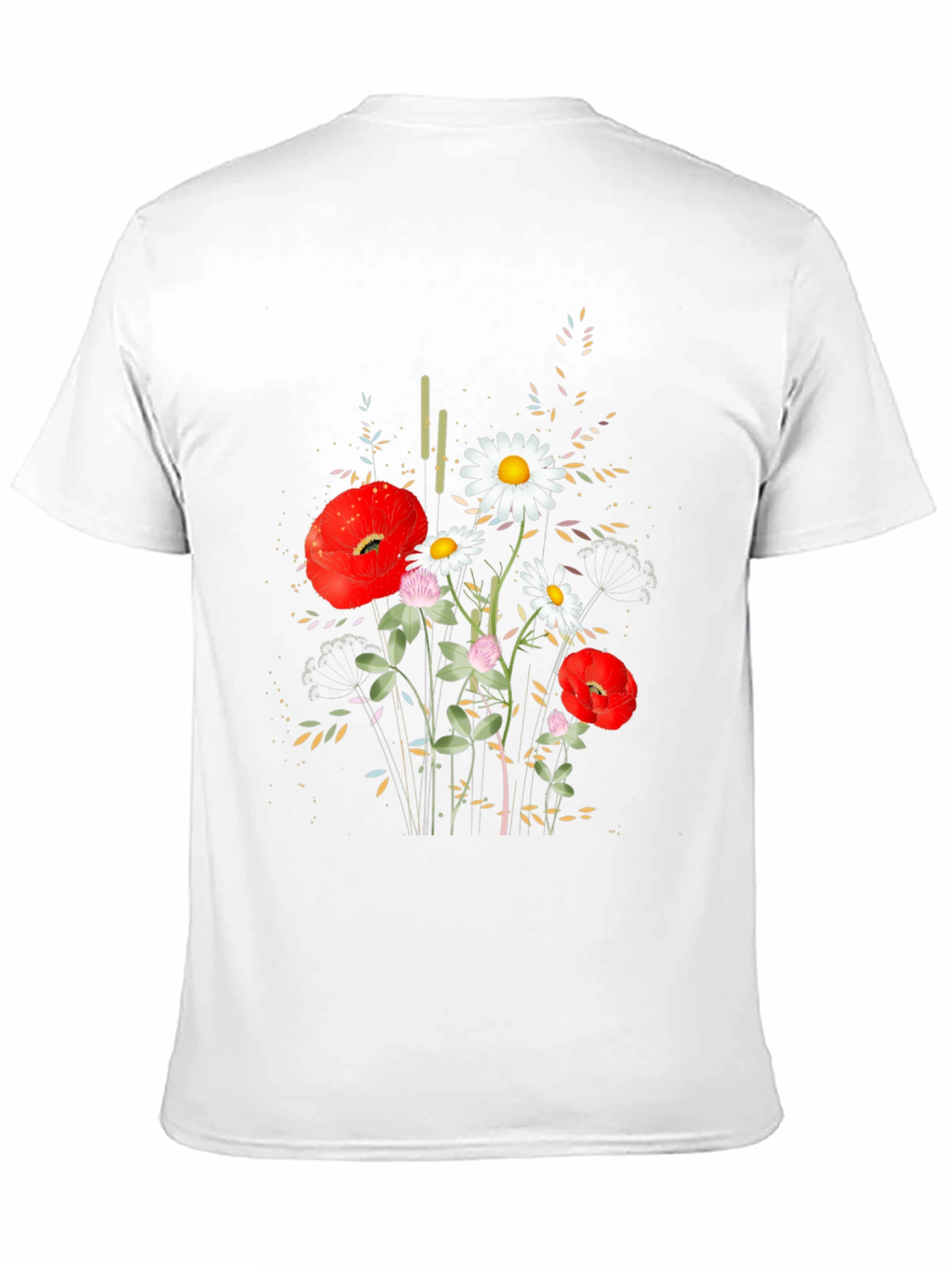 Floral Print Black Cotton T-Shirt