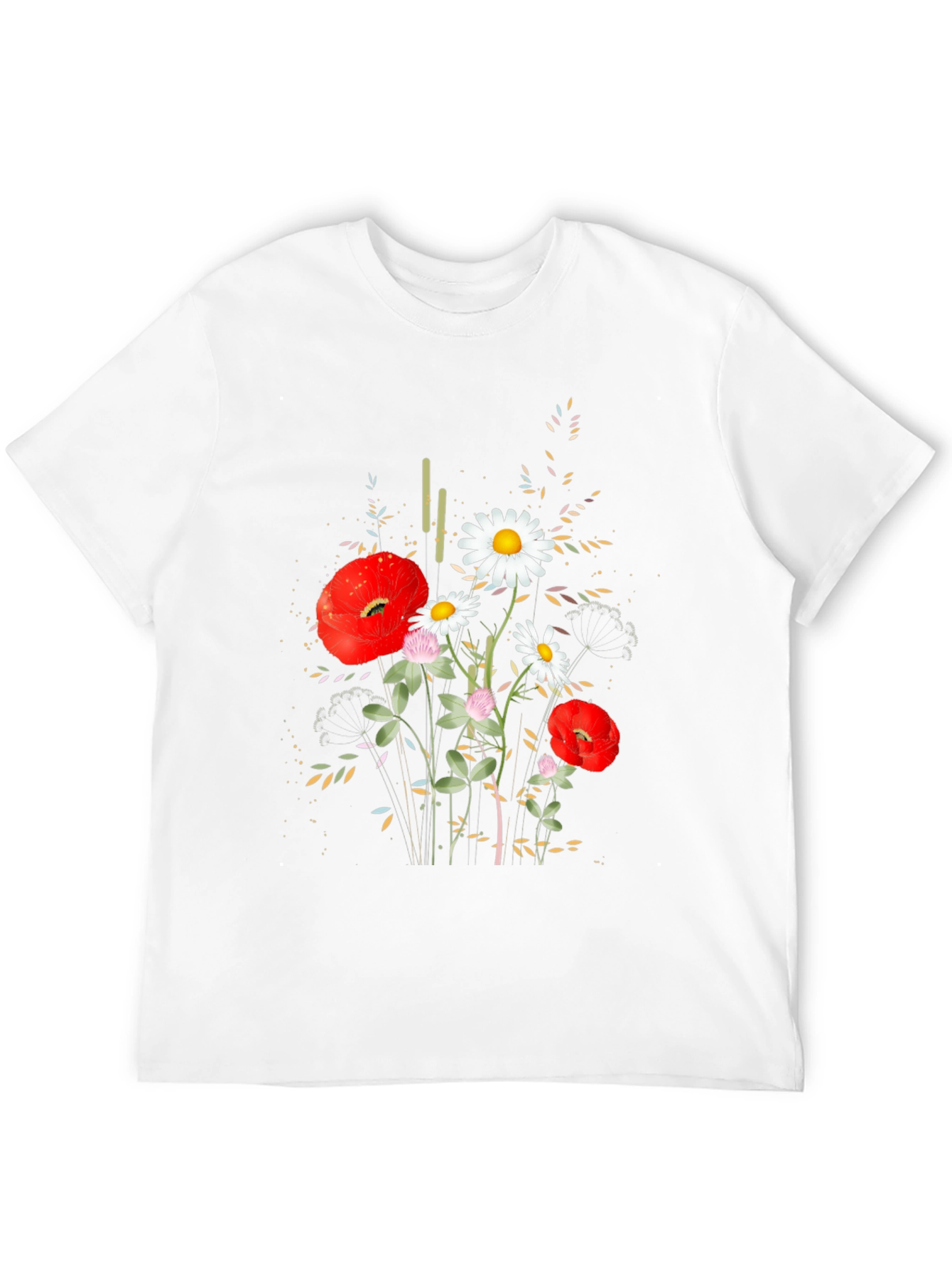 Floral Print Black Cotton T-Shirt