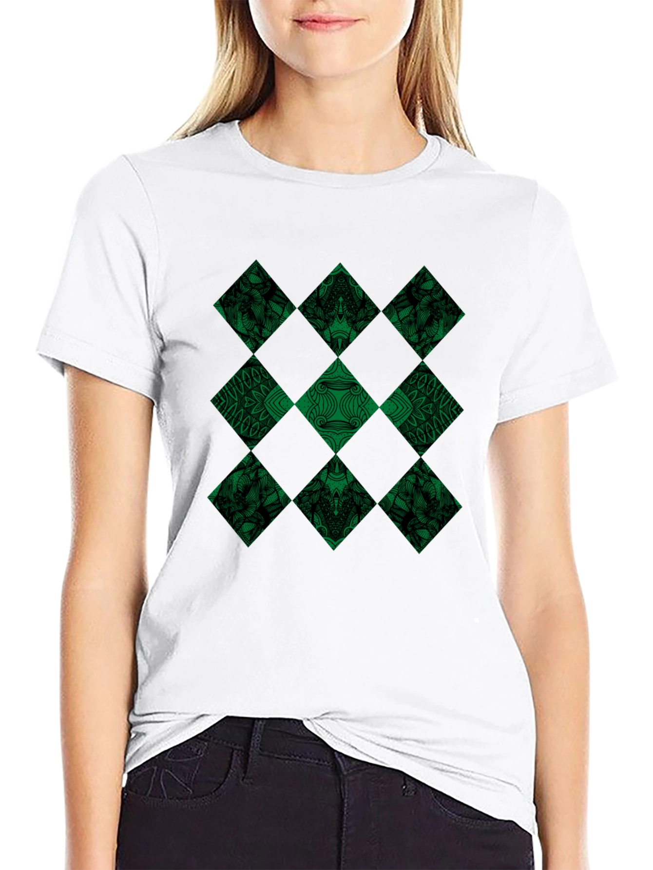 Diamond Pattern Black T-Shirt