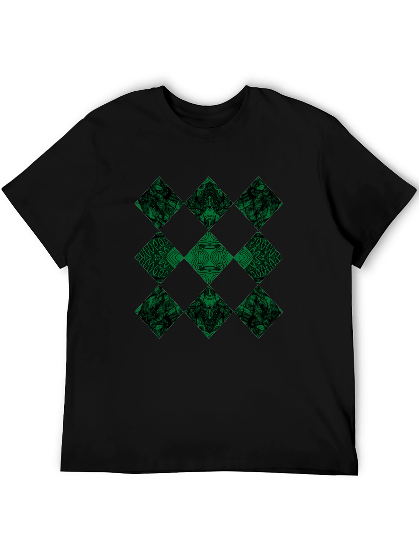 Diamond Pattern Black T-Shirt