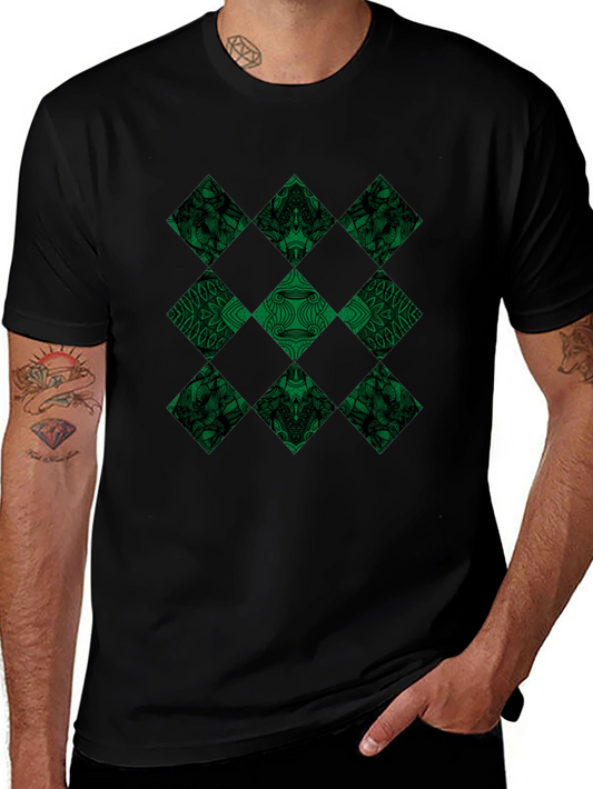 Diamond Pattern Black T-Shirt