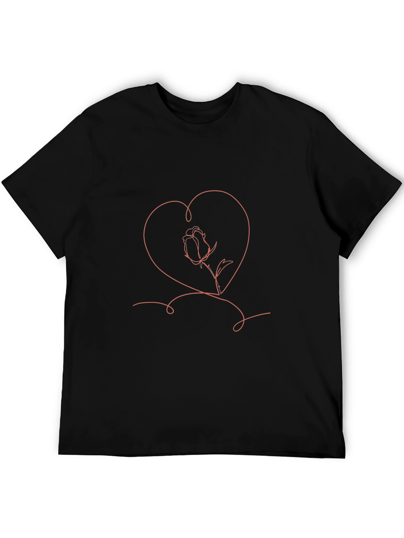 Heart & Rose Graphic Black T-Shirt