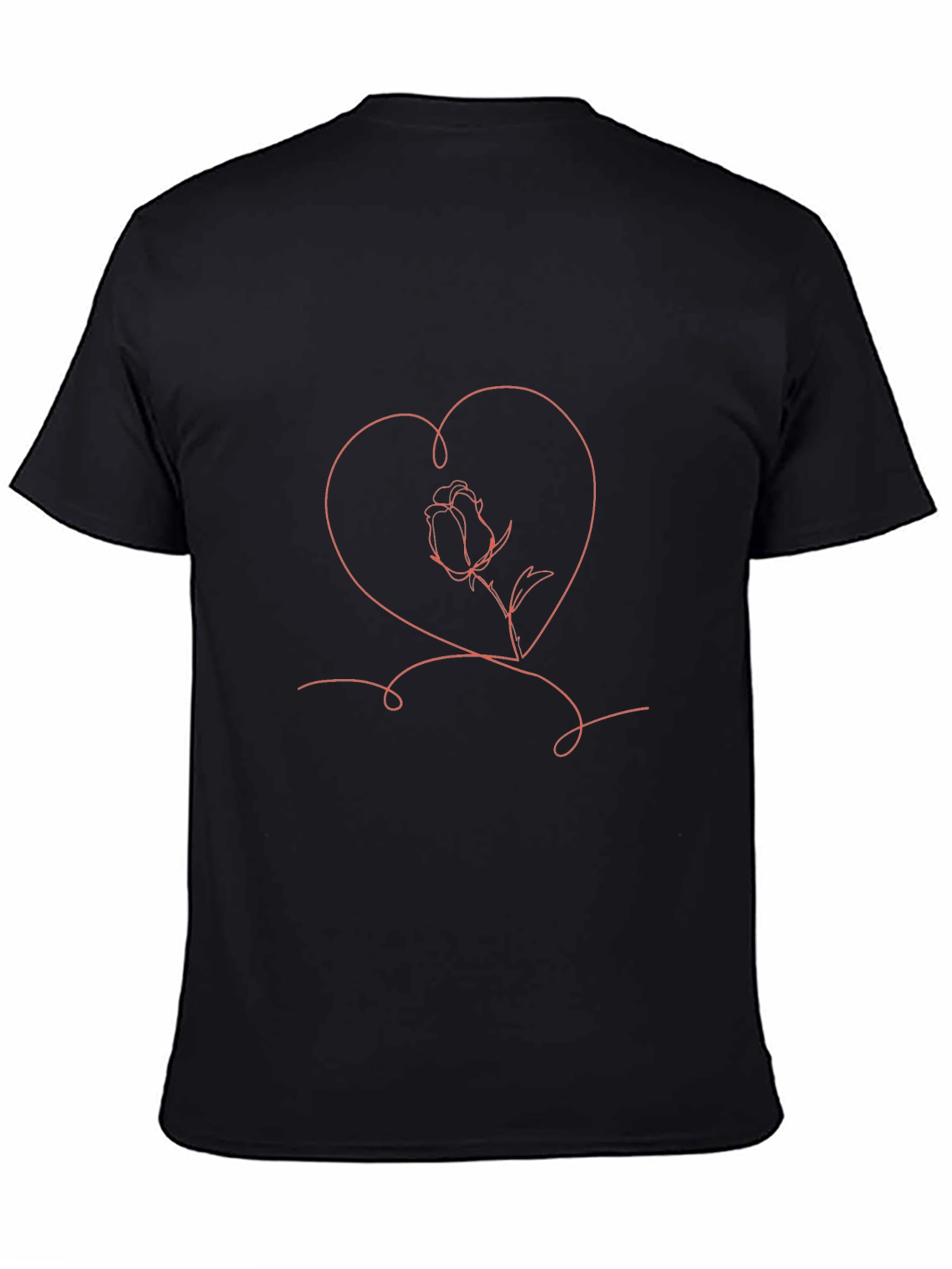 Heart & Rose Graphic Black T-Shirt
