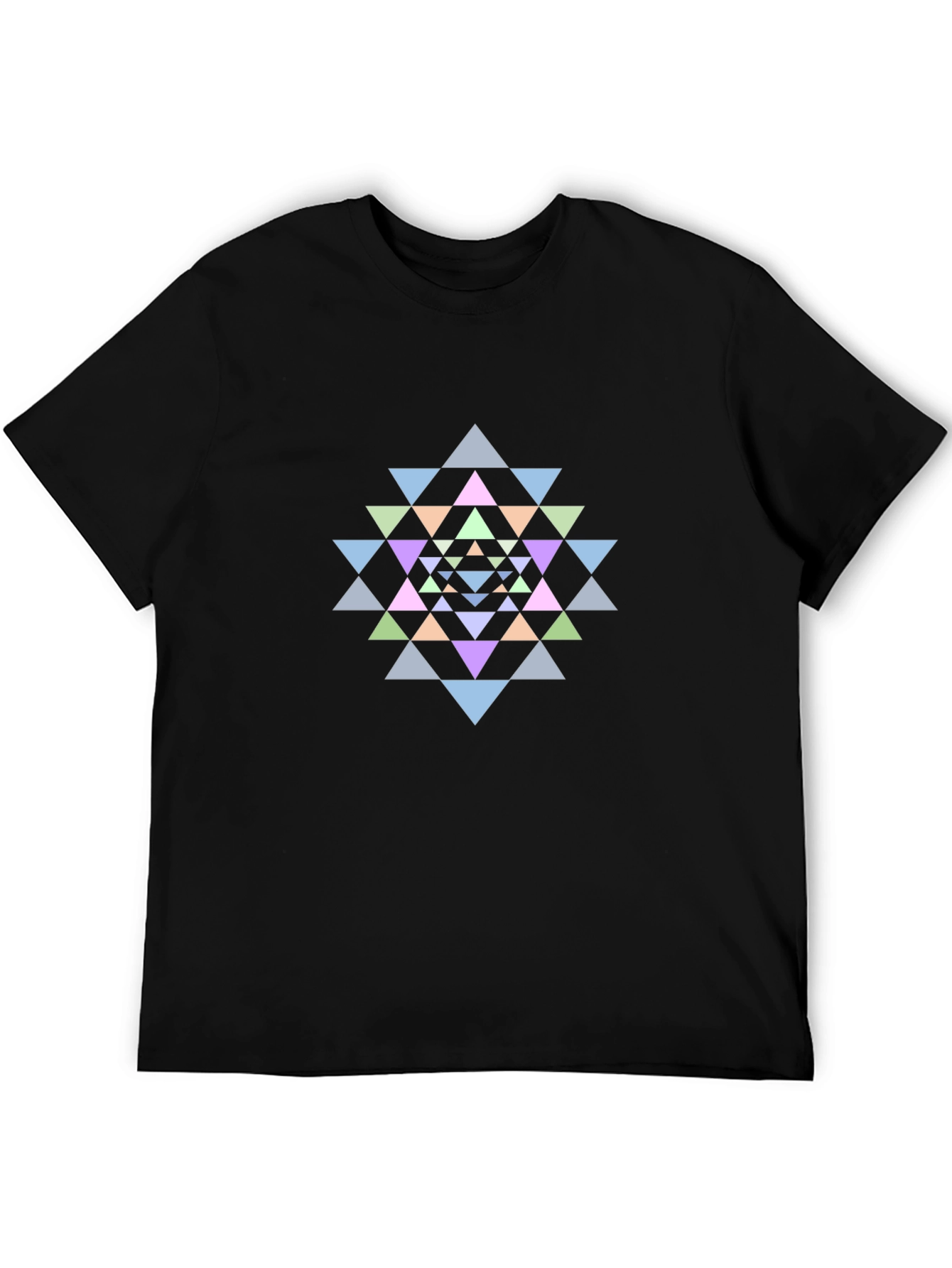 Geometric Mandala Graphic Tee - Black Cotton T-Shirt