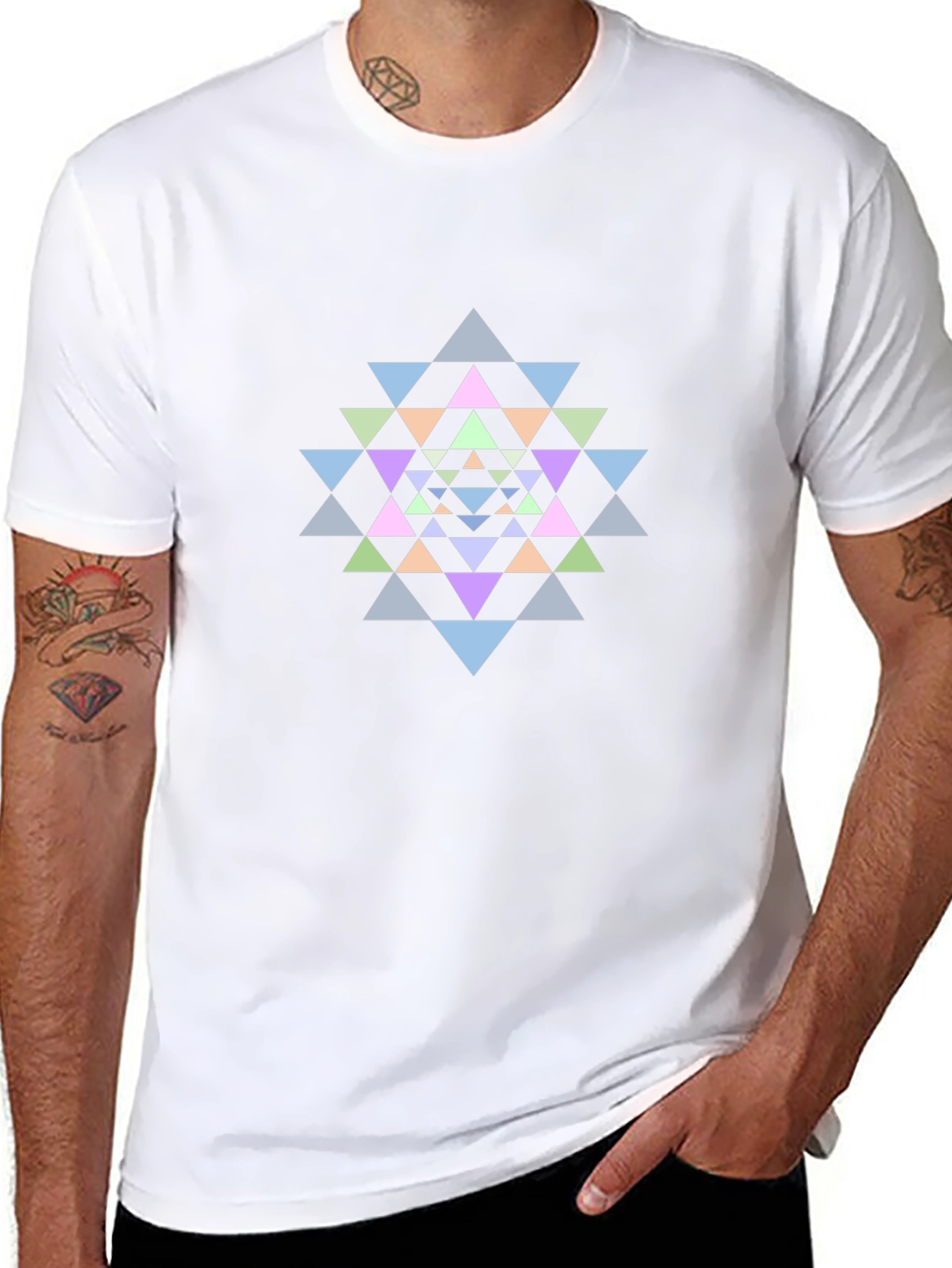 Geometric Mandala Graphic Tee - Black Cotton T-Shirt