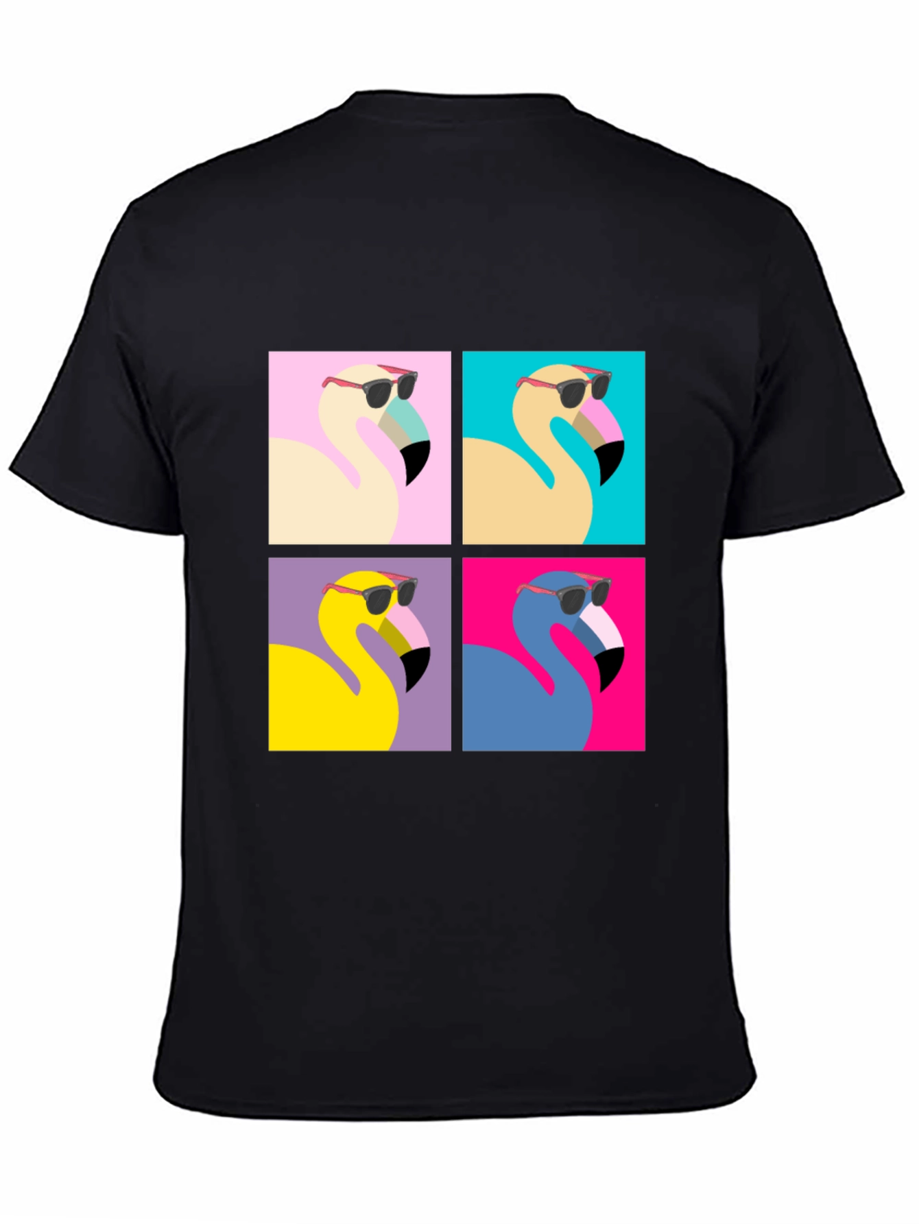 Cool Flamingo Pop Art Black Tee